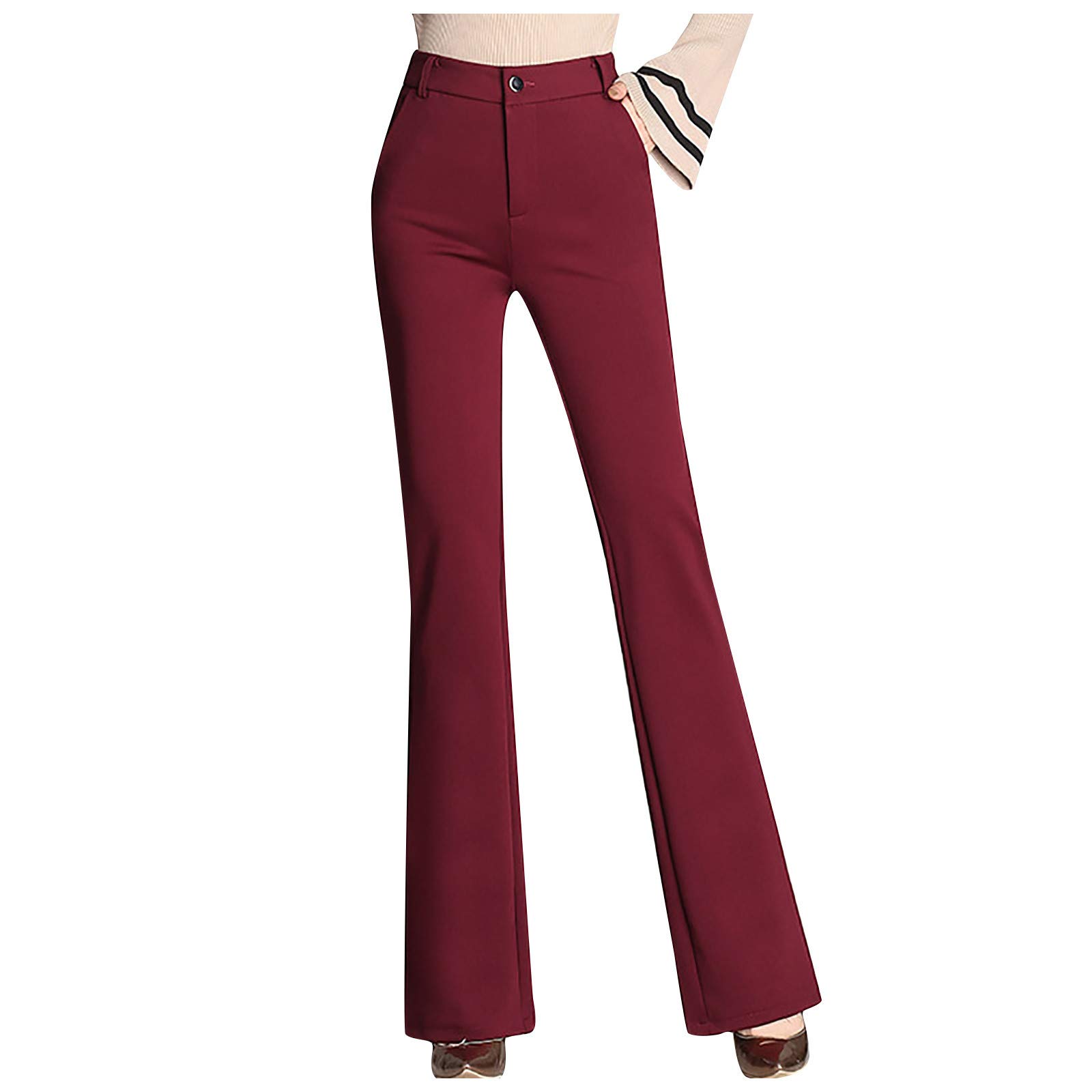 Maryia Women's Skinny Flare Leg Dress Pants - Petite & Regular Fit Stretch Bootcut Trousers for Office, Business Casual & Formal Wear