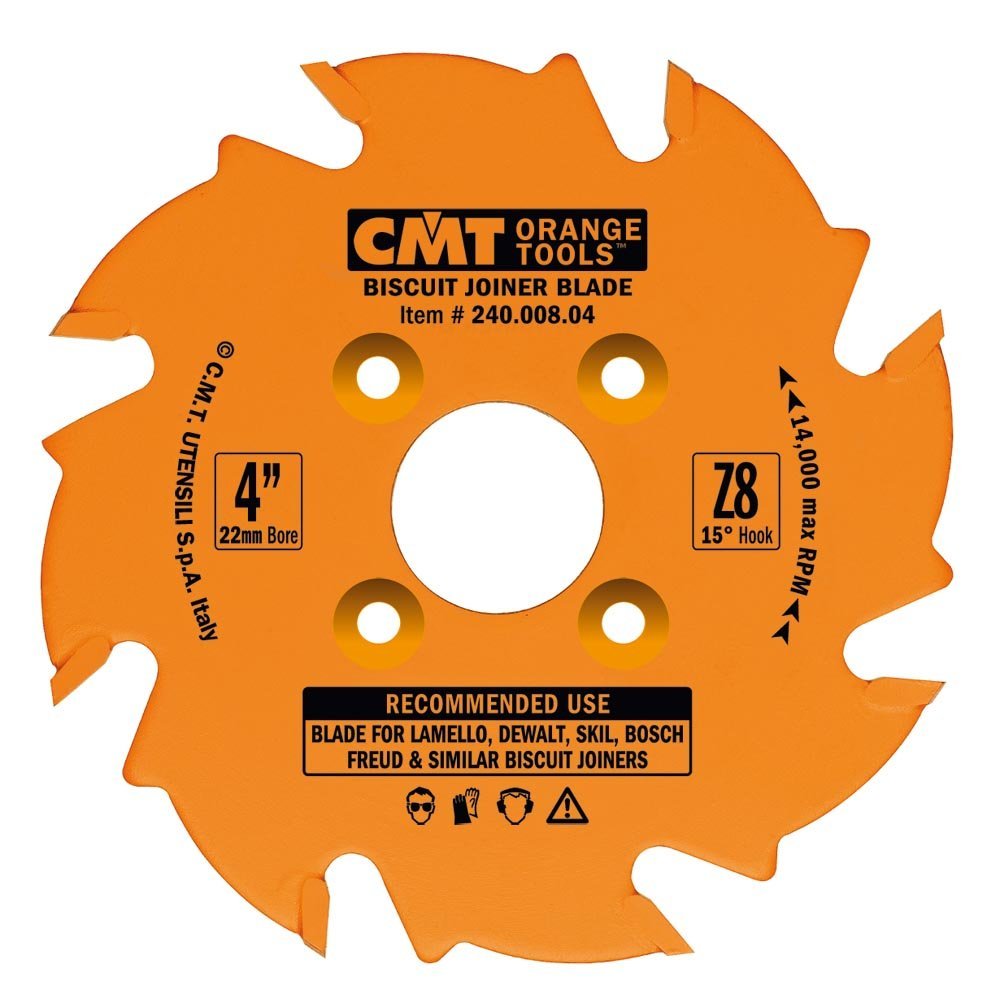 CMT 240.008.04 4-Inch x 8 Teeth PTFE-Coated Biscuit Joiner Blade - Perfect for Woodworking, Cabinet Making & Furniture Repair