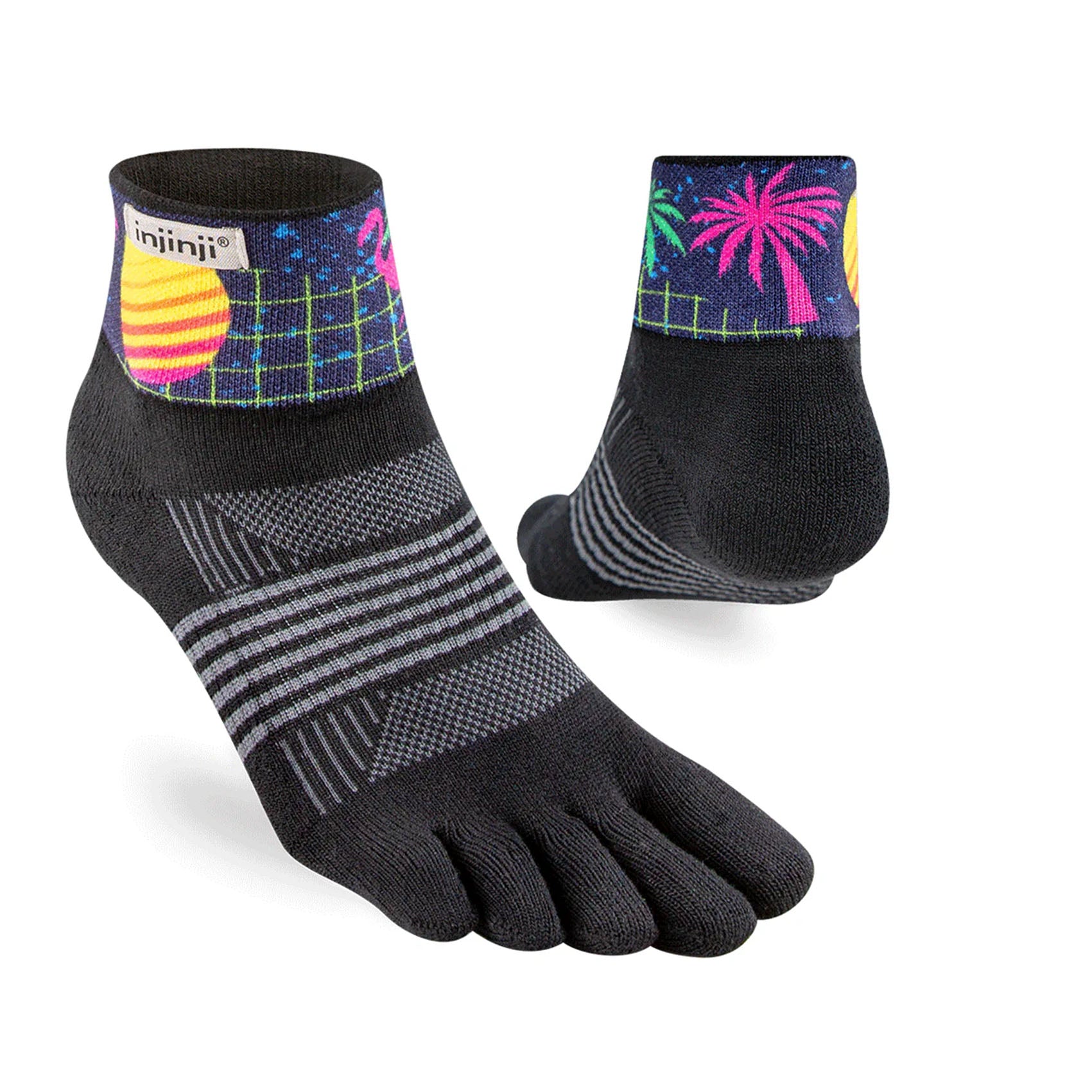 Women's Injinji Trail Spectrum Midweight Mini Crew Socks - Toe Socks for Hiking, Running & Outdoor Activities - Breathable & Cushioned Performance Socks for Trail Runners & Athletes