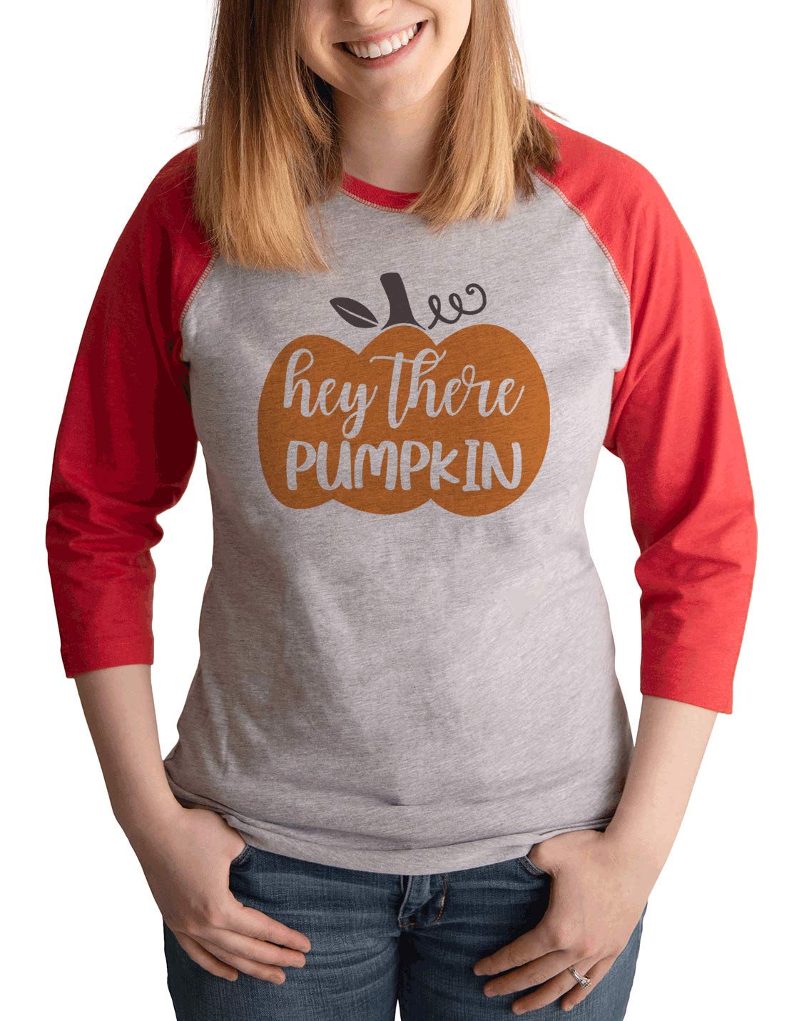7 ate 9 Apparel Women's Hey There Pumpkin Shirt - Cute Fall Graphic Tee for Women | Perfect for Halloween, Thanksgiving & Autumn Outfits