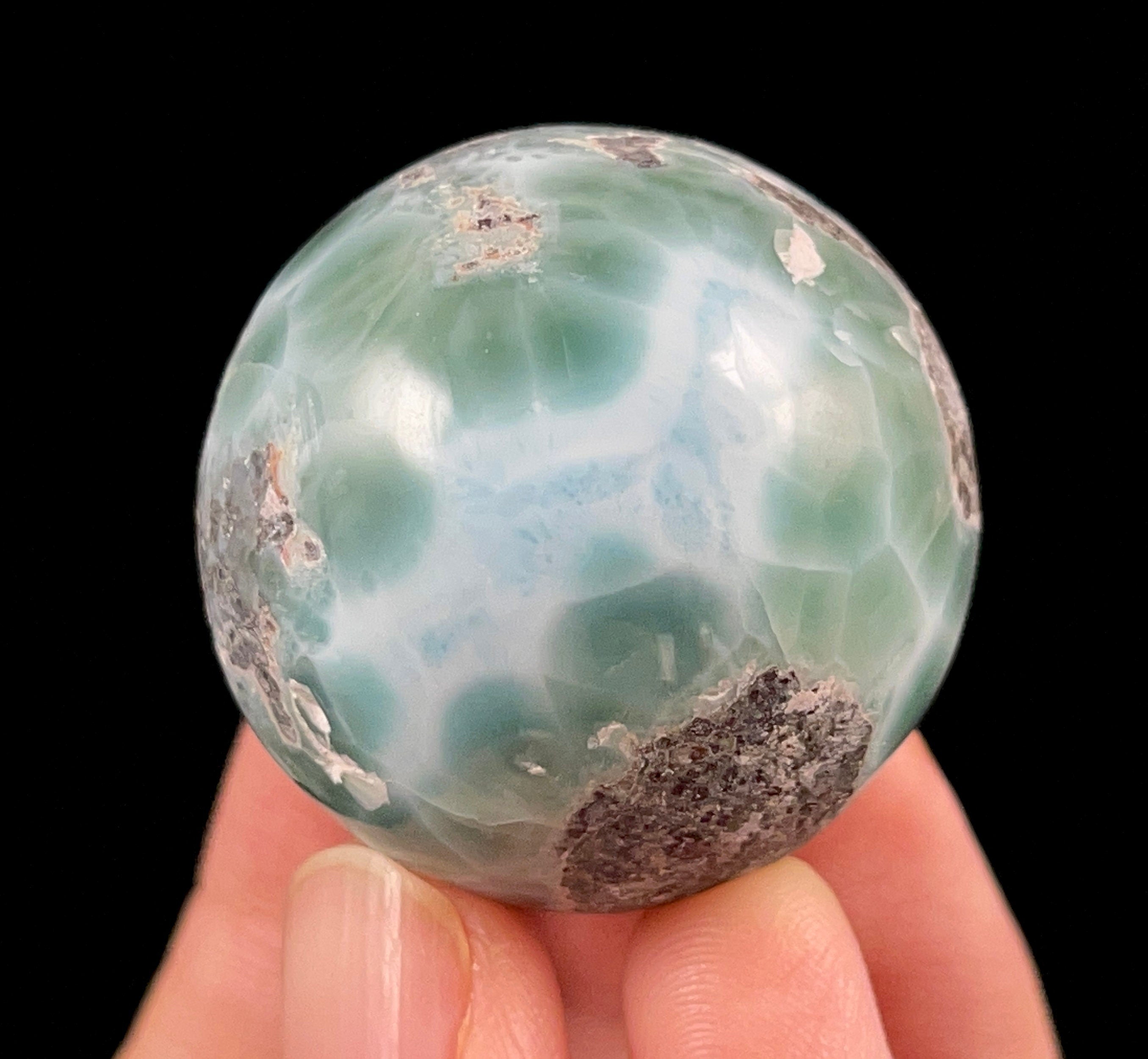 LARIMAR Crystal Sphere - Healing Stone Ball for Meditation, Feng Shui Decor, Unique Housewarming Gift (Blue, 52411) | Perfect for Home Office, Yoga Space & Spiritual Healing