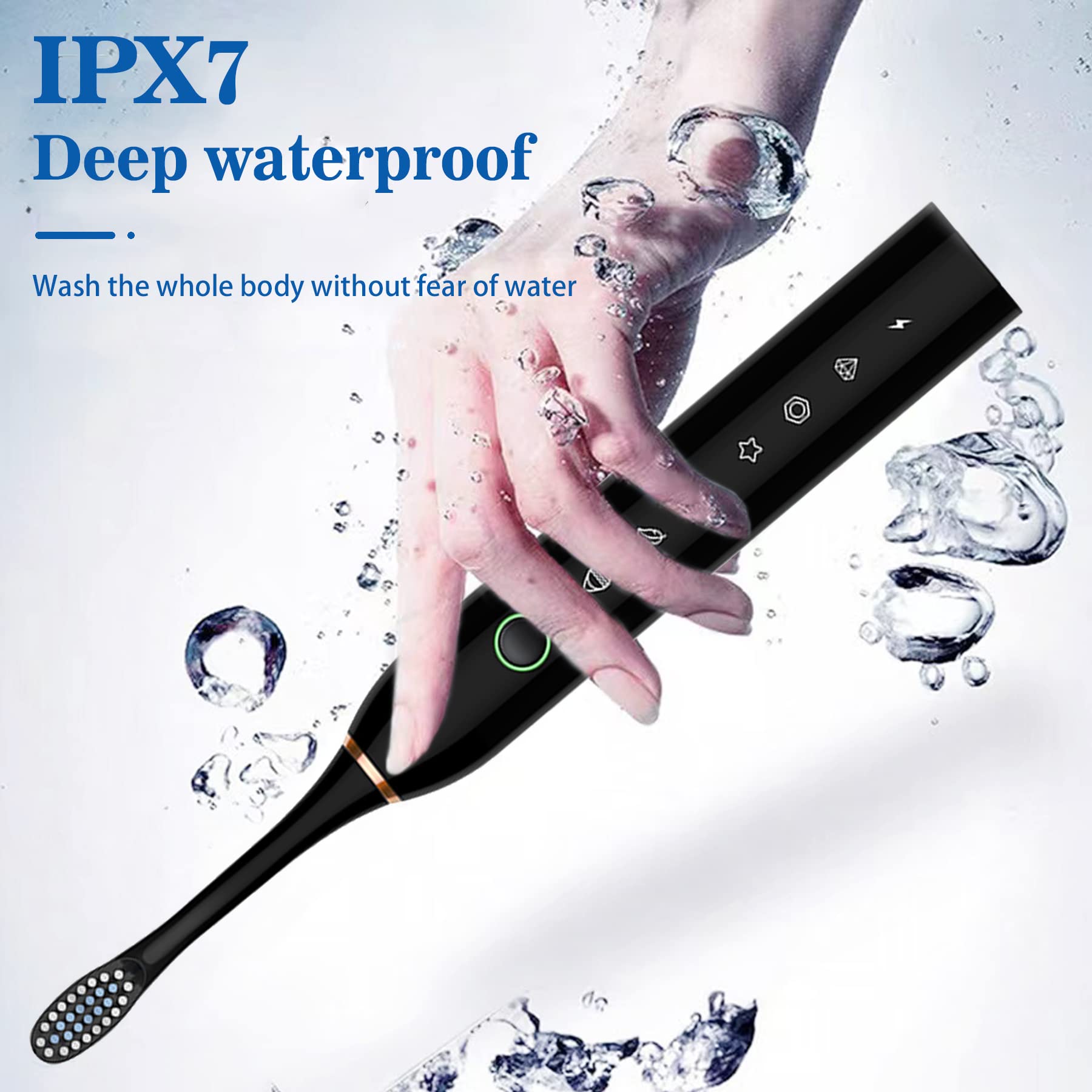 Rechargeable Electric Toothbrush for Adults - 42,000 VPM, 6 Cleaning Modes, IPX7 Waterproof with 8 Replacement Brush Heads (2 Pack) - Perfect for Travel, Home & Daily Oral Care
