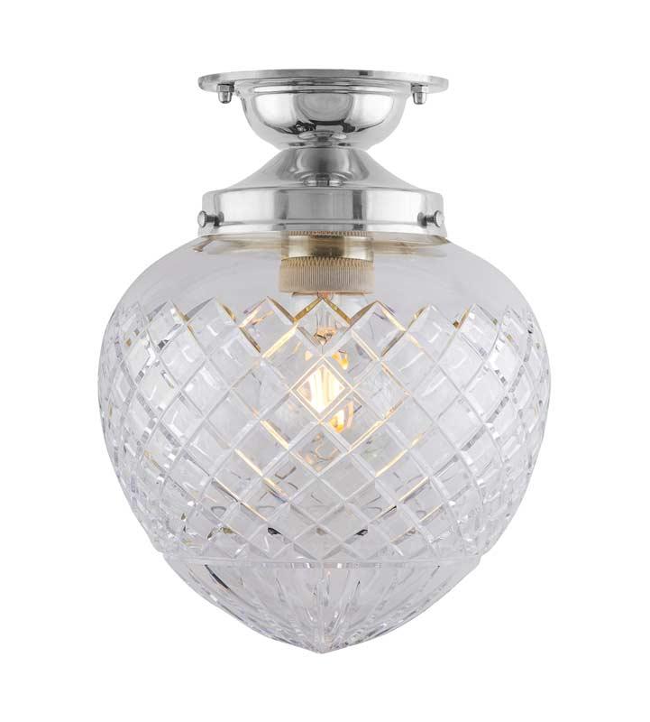 Lundkvist 100 Nickel-Plated Clear Drop Ceiling Light - Modern Bathroom Lighting Fixture for Home & Spa Decor