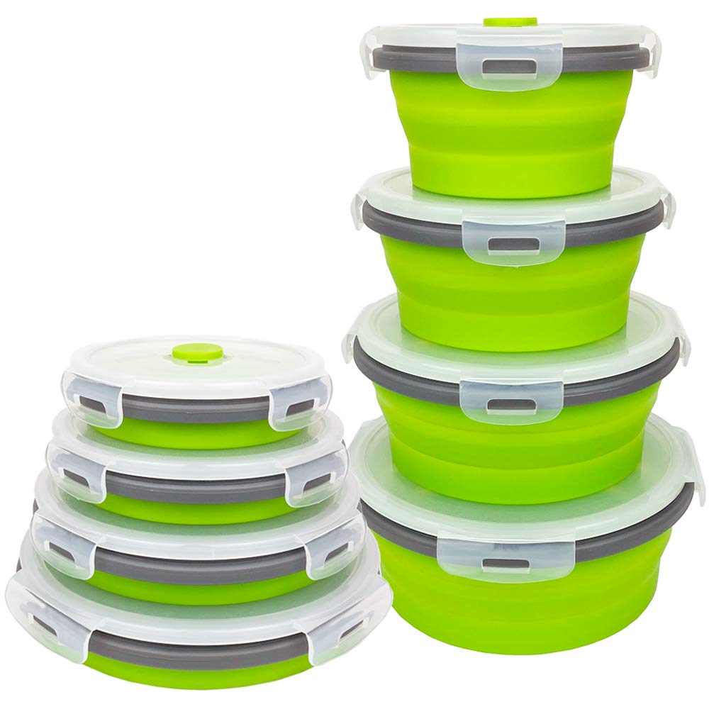 Eco-Friendly Collapsible Food Storage Containers with Lids - 4-Piece Silicone Lunch Box Set, Microwave & Freezer Safe | Perfect for Meal Prep, Office Lunches & Picnics