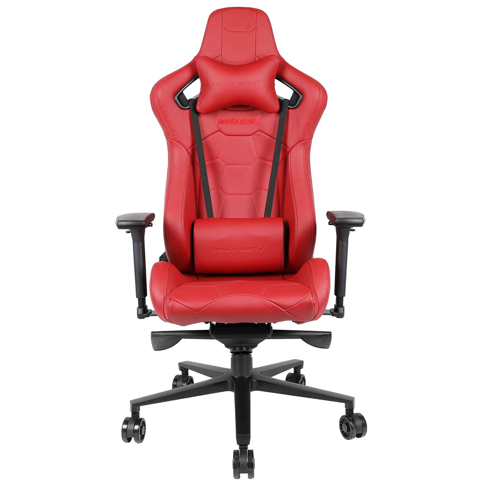 Anda Seat Dracula Napa Leather Gaming Chair - Ergonomic Office & Racing Style Computer Chair with Lumbar Support for PC & Console Gamers (Red) - Perfect for Gaming, Streaming & Home Office Workspace