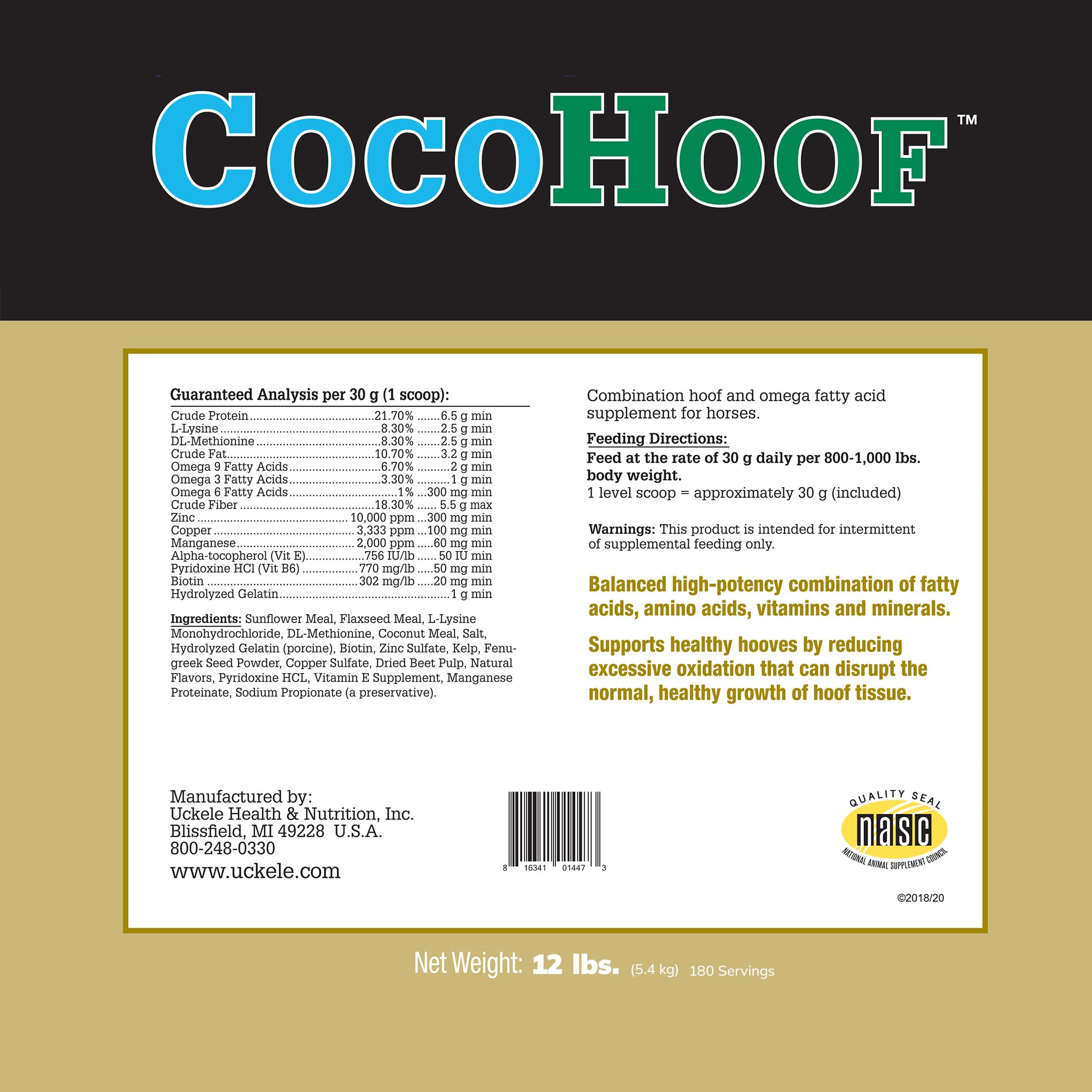 SmartEquine CocoHoof Horse Hoof Supplement with Biotin - 12 LB | Essential Vitamins, Minerals, Amino & Fatty Acids for Stronger Hooves | Perfect for Daily Equine Care & Hoof Health Maintenance