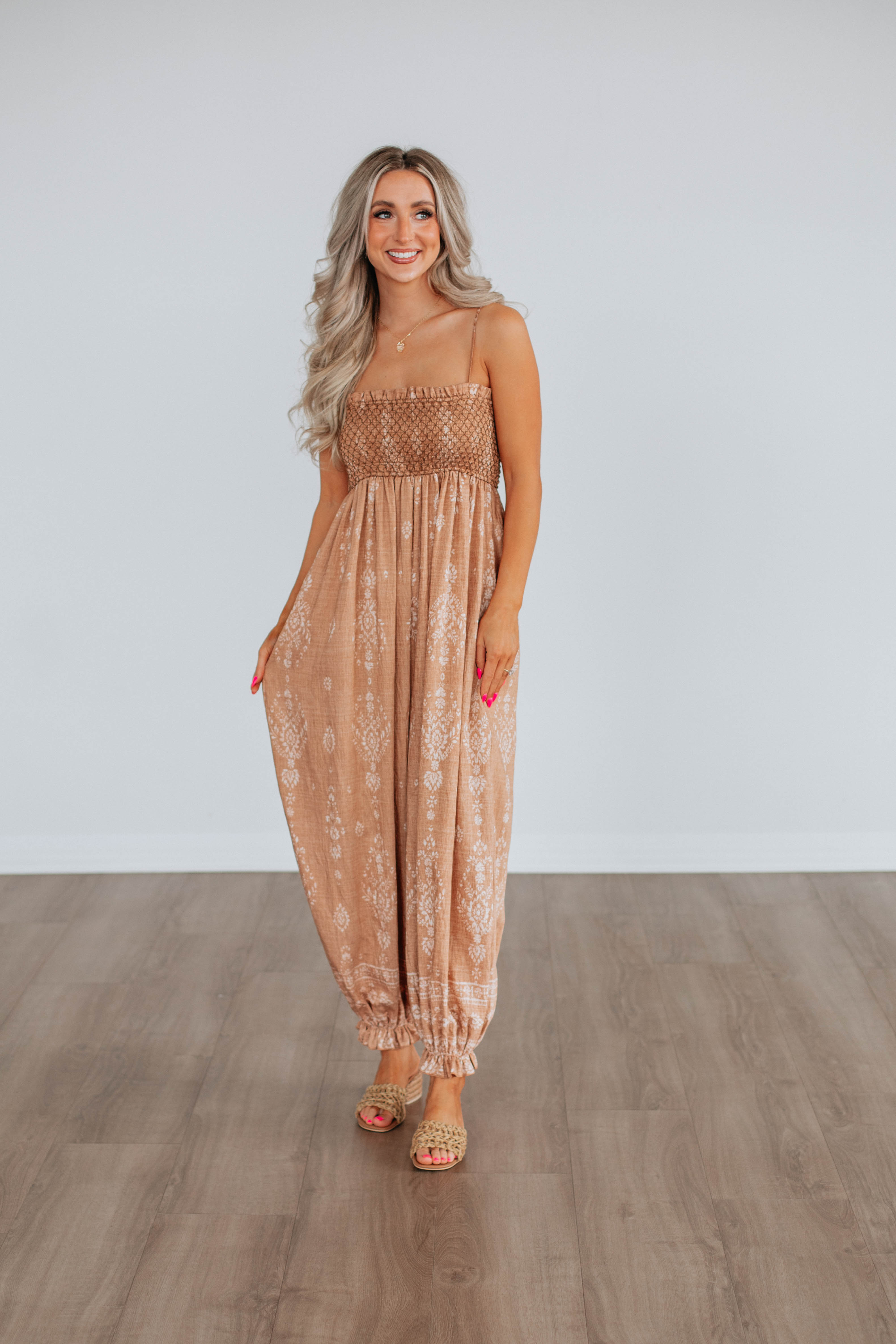 Azelia Women's Jumpsuit - Caramel Mix Color One Piece Romper | Casual Outfit for Summer, Beach, Vacation & Date Night