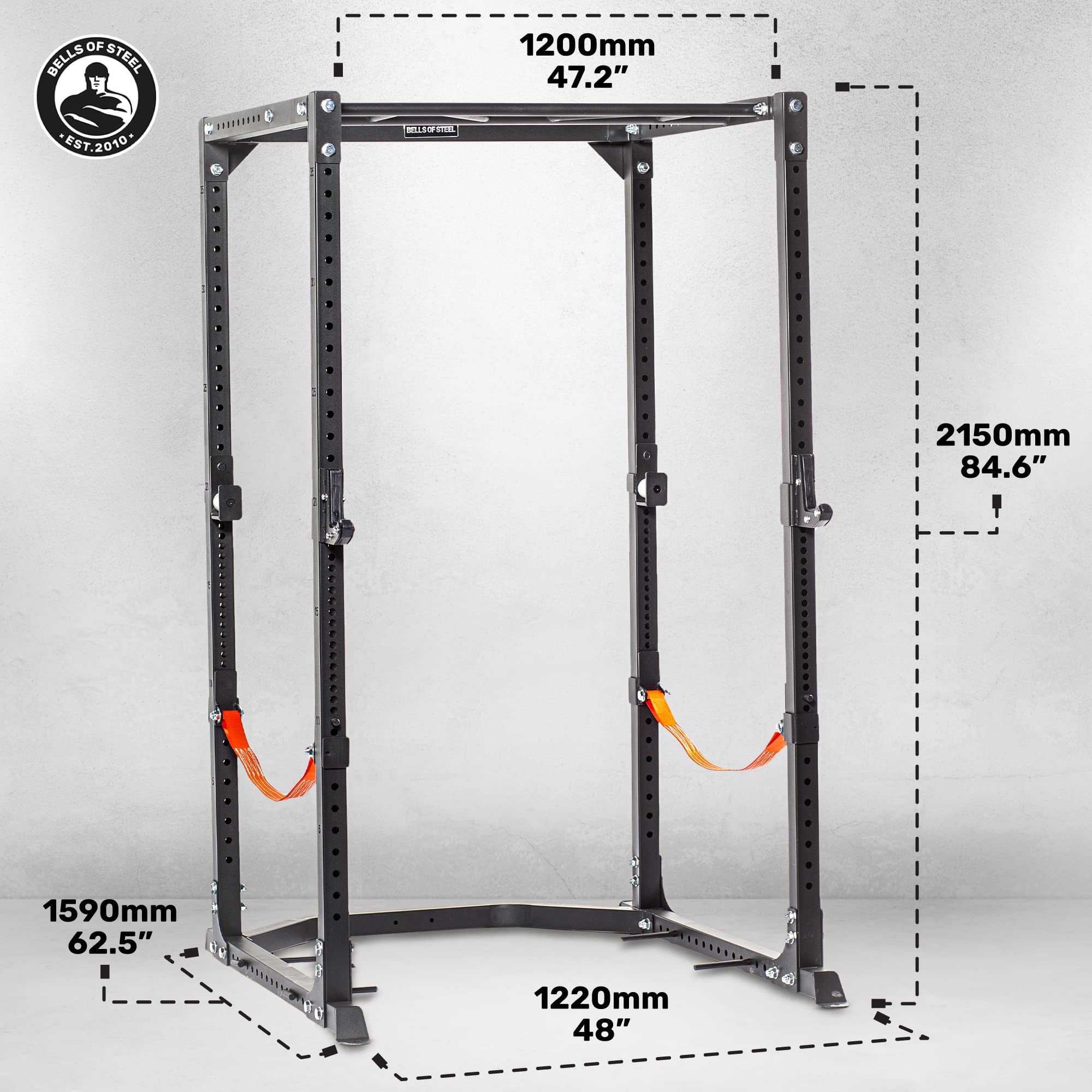 Bells of Steel Light Commercial Power Rack - Heavy Duty Squat Rack with Gym Accessories for Home & Commercial Use | Perfect for Strength Training, CrossFit & Weightlifting Workouts