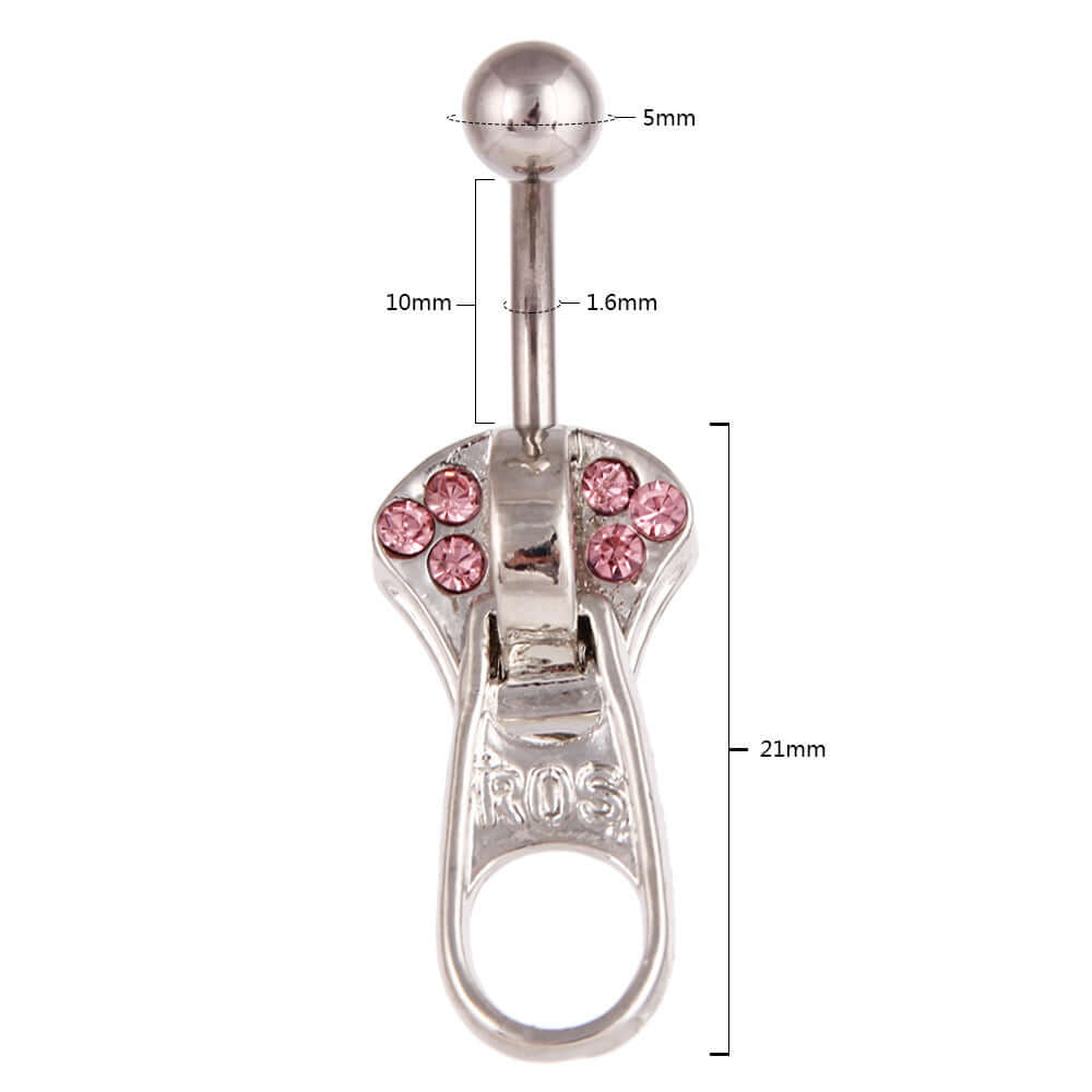 Punk Zipper Belly Rings for Women - C143 Gothic Body Jewelry for Navel Piercing | Perfect for Parties, Concerts, and Alternative Fashion