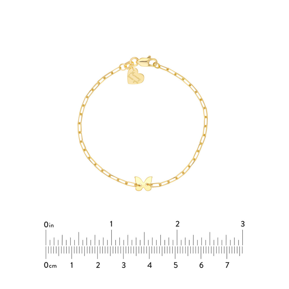 14K Gold Kids Butterfly & Heart Charm Bracelet - Adjustable Size for Girls - Perfect for Birthdays, Gifts & Special Occasions