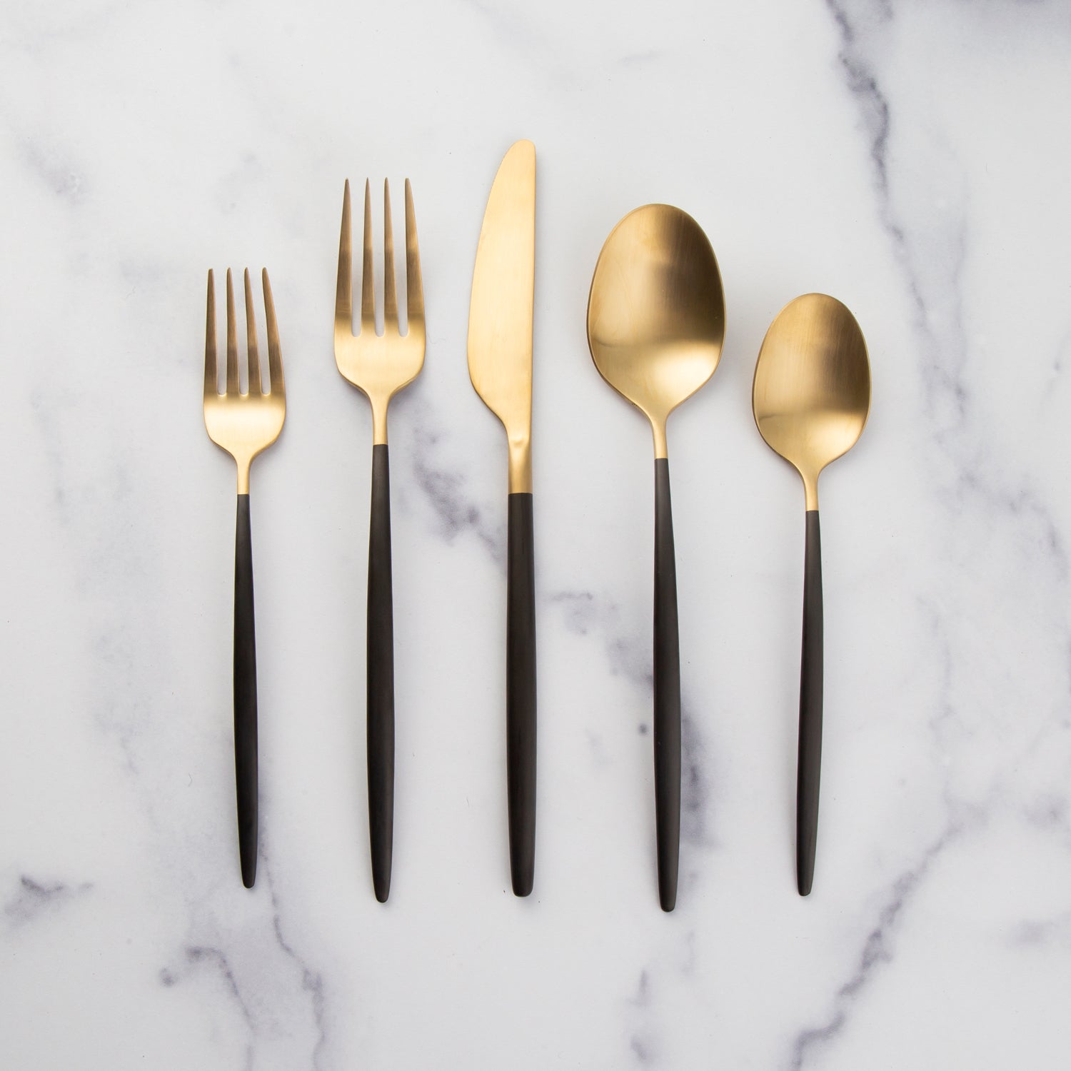Gaze Black Champagne Satin 20-Piece Flatware Set - Elegant Stainless Steel Cutlery for Fine Dining, Wedding Gifts & Formal Dinner Parties