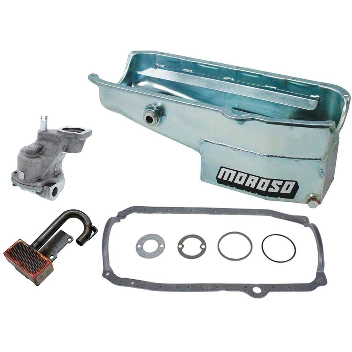 Moroso High Volume Oil Pan with Plug & Pickup Kit for 86-Up Small Block Chevy (SBC) Engines - Improves Oil Flow & Engine Performance for Racing & High-Performance Vehicles