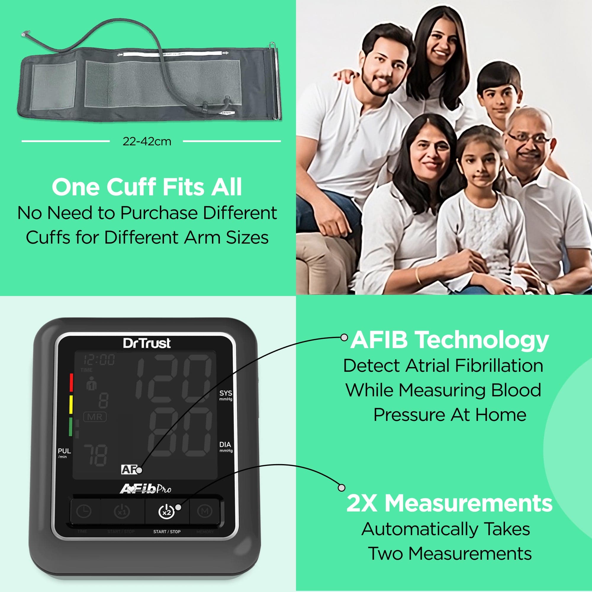 Dr Trust USA Afib Talk Atrial Fibrillation Blood Pressure Monitor - Accurate Digital BP Machine with Irregular Heartbeat Detection for Home Use (Model 104) - Perfect for Seniors & Heart Health Monitoring
