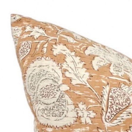 20x20 Designer Cedros Block Print Kantha Quilted Pillow Cover - Mustard Yellow Farmhouse Decor | Ready to Ship | Boutique Home Accent for Living Room, Bedroom & Porch
