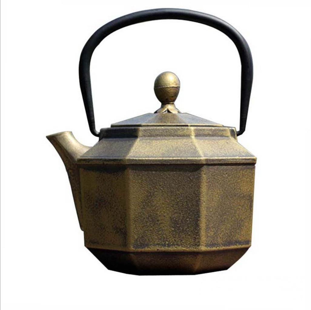 Premium Handmade Cast Iron Tea Kettle - Uncoated 800ml (2kg) with Copper Lid - Healthy Traditional Japanese Tetsubin for Tea Brewing - Golden Finish - Perfect for Home, Office & Tea Ceremonies