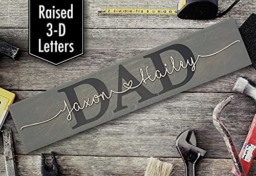Personalized Father's Day Gift - Custom Wooden Sign with Dad's Name & Kids Names - Unique Home Decor for Dad's Office, Man Cave, or Family Room