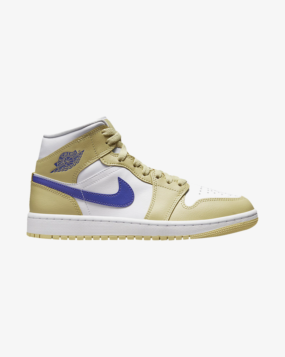 Nike Air Jordan 1 Mid Sneakers - Lemon Wash Lapis Blue Basketball Shoes for Men | Casual Streetwear & Sports Performance