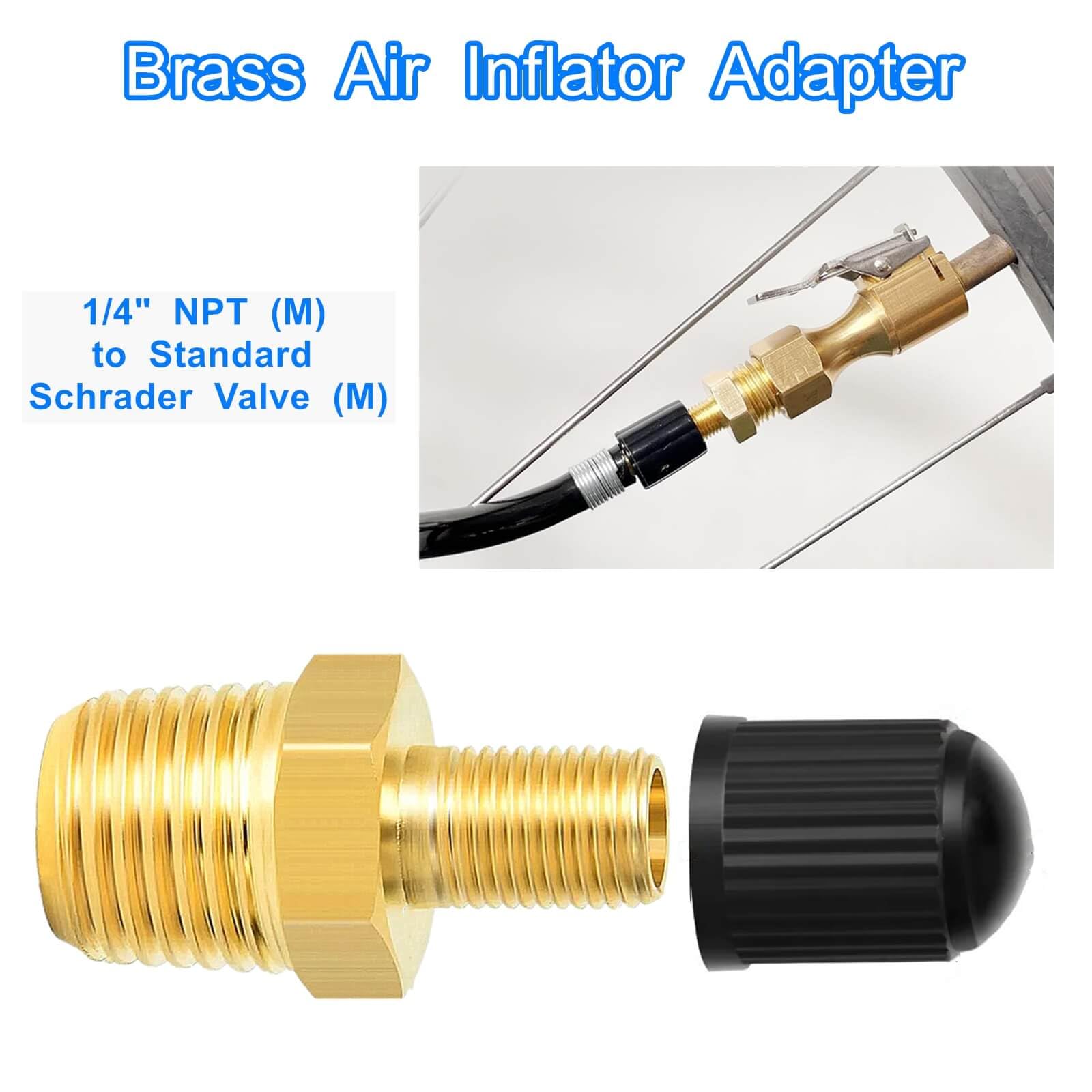 2Pcs Brass Air Inflator Adapter 1/4