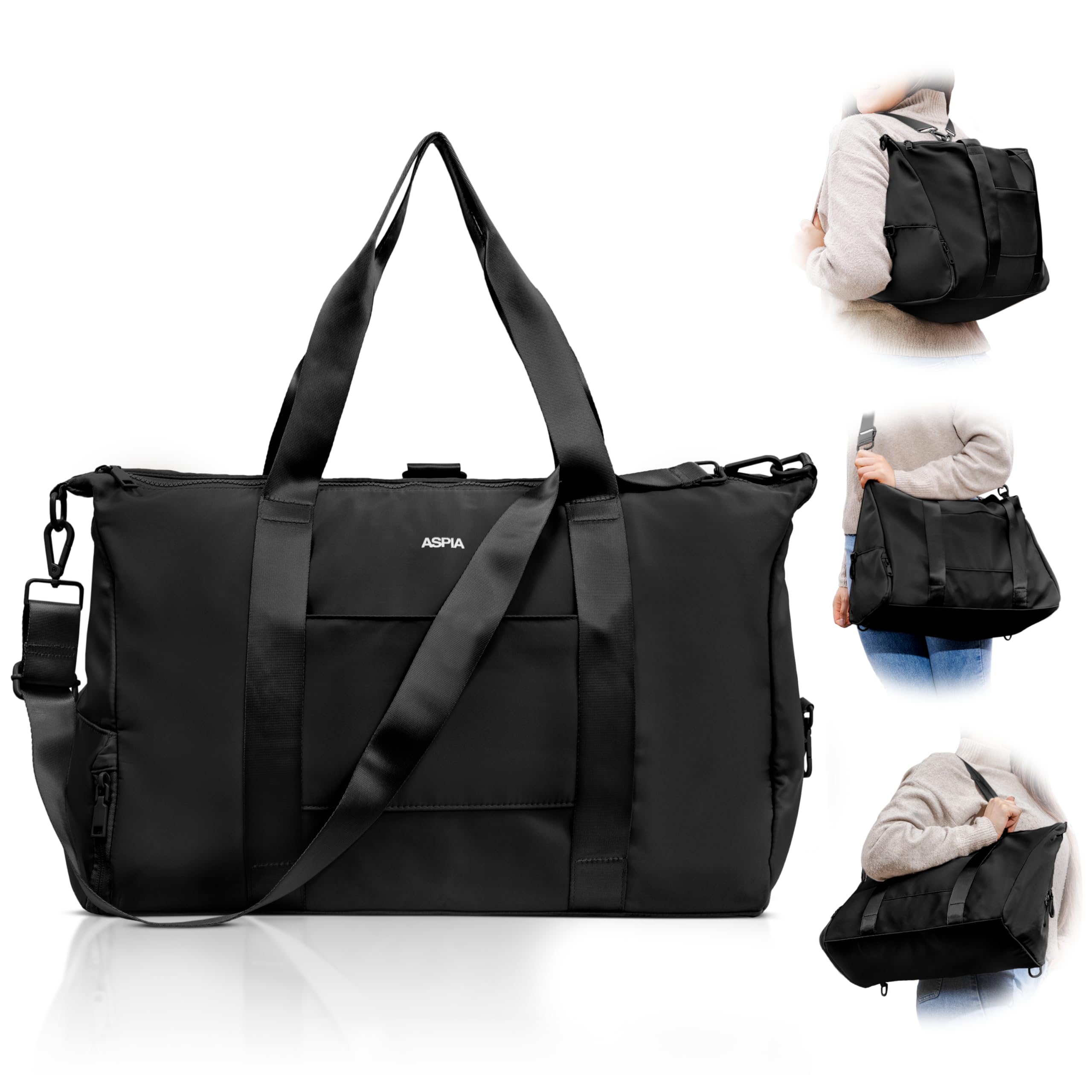 3-in-1 Women's Gym & Travel Duffle Bag with Laptop Compartment, Yoga Mat Space & Shoe Pocket - Perfect for Workouts, Yoga Classes, Business Trips & Weekend Getaways - Water-Resistant Carry-On Personal Item Bag with Luggage Sleeve & Toiletries Organizer