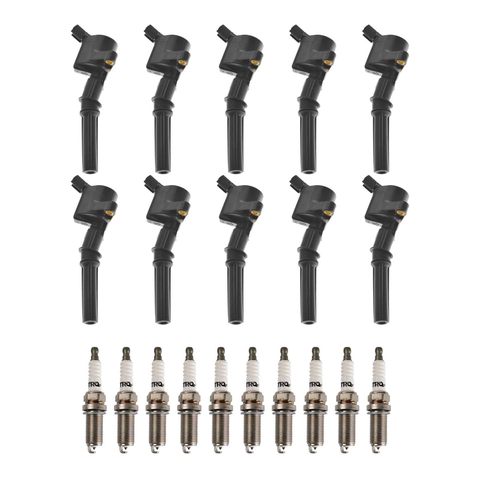 High Performance Ignition Coil and Spark Plug Kit Compatible with Ford F-150 F-250 F-350 (1997-2019) - Improve Engine Power & Fuel Efficiency for Smooth Driving