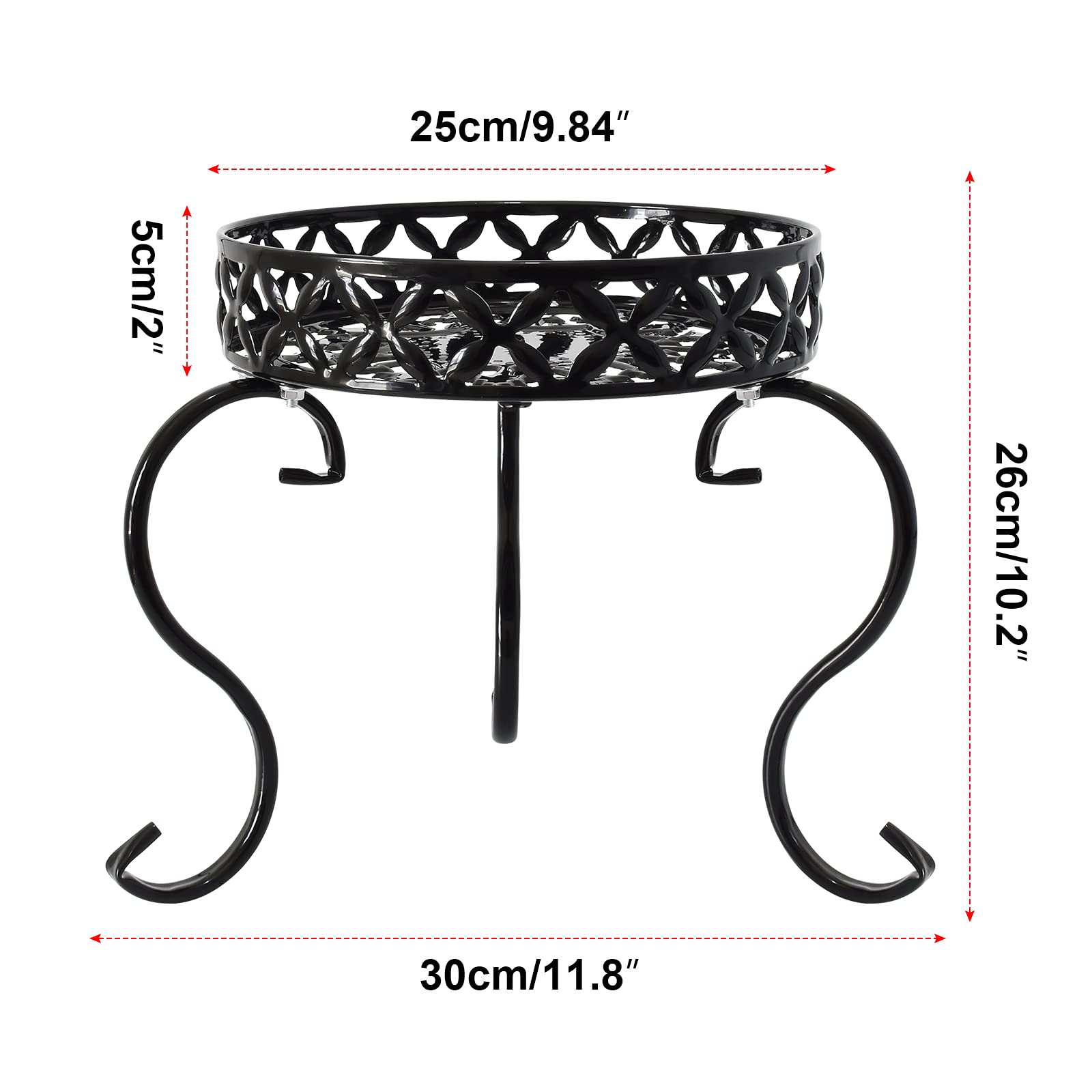 TLBTEK 2-Pack Metal Round Plant Stands - Indoor & Outdoor Modern Flower Pot Holder Rack for Home Decor, Kitchen, Patio, Garden, Balcony, Bedroom - Perfect for Displaying Succulents, Herbs and Small Plants