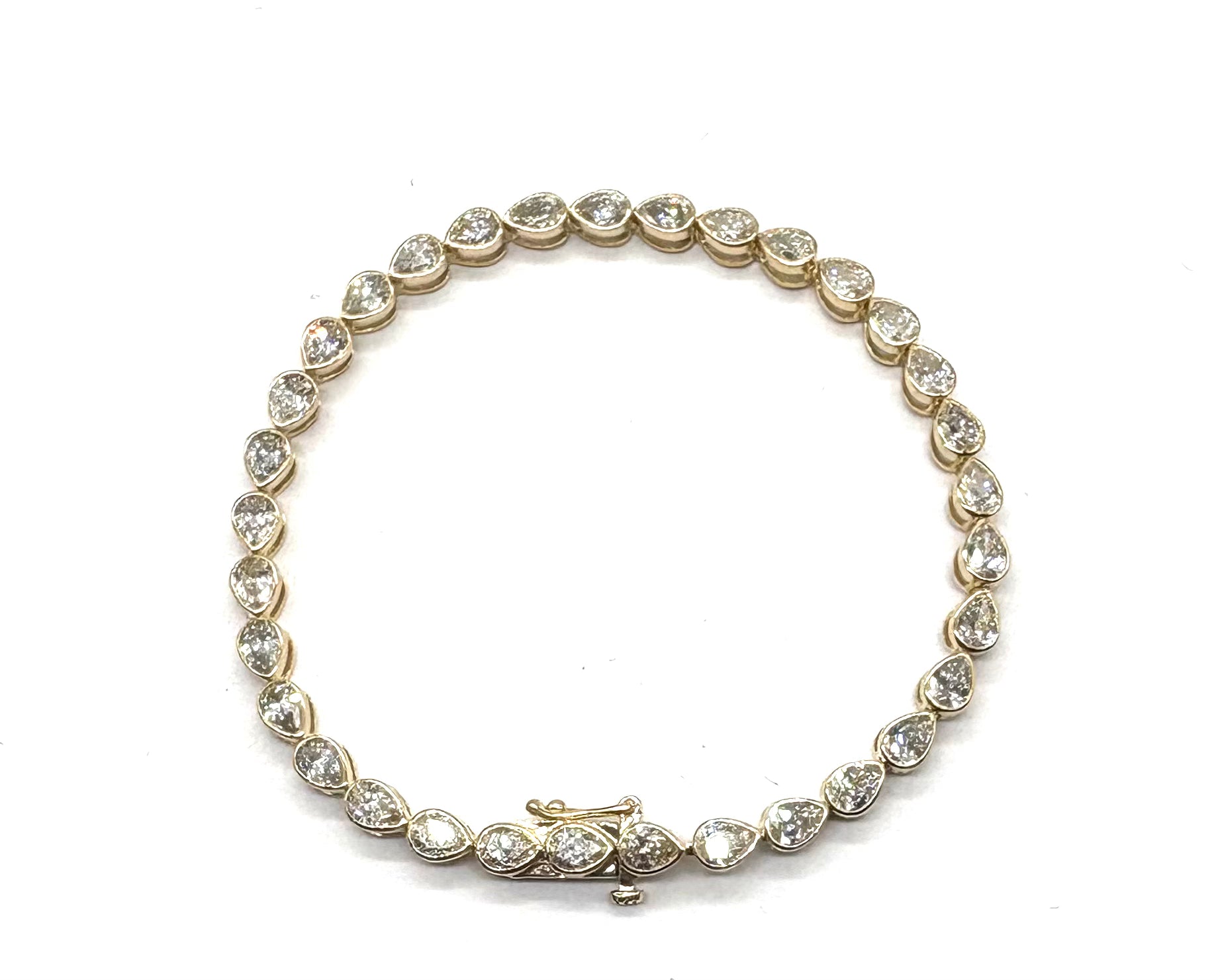 14K Gold Lab-Created Pear Bezel Tennis Bracelet for Women - Elegant Jewelry Gift for Wedding, Anniversary & Special Occasions