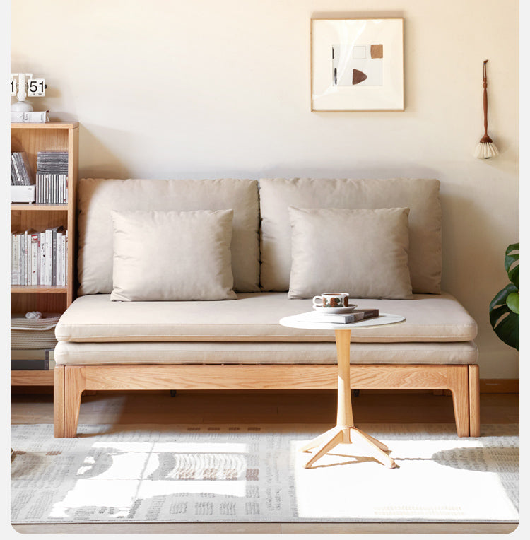 Oak Solid Wood Sofa Bed - Convertible Sleeper Sofa for Small Spaces | Perfect for Apartments, Guest Rooms & Home Offices