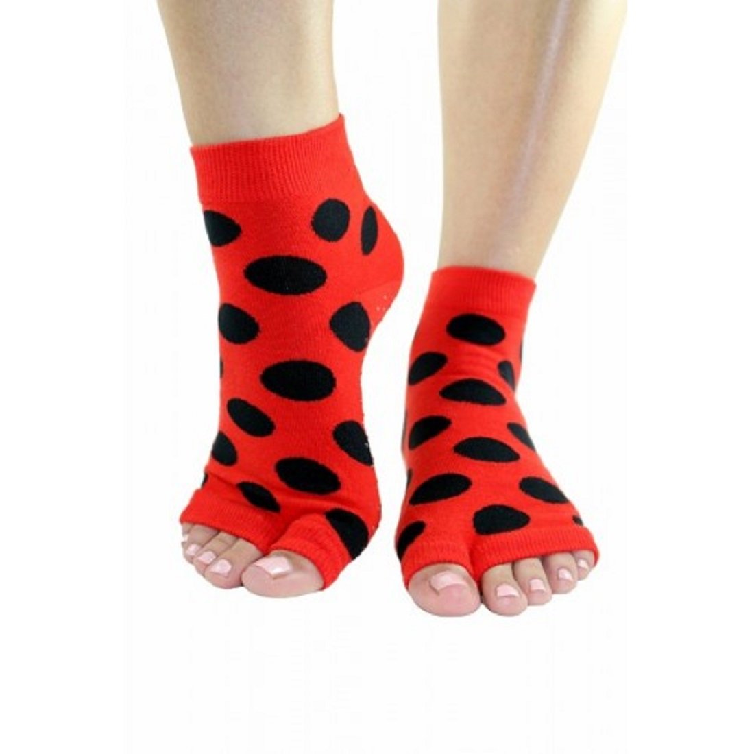 Toezies Women's Open Toe Lady Bug Tabi Socks - Cute Novelty Japanese Split-Toe Socks for Cosplay, Anime Conventions & Unique Fashion Styles
