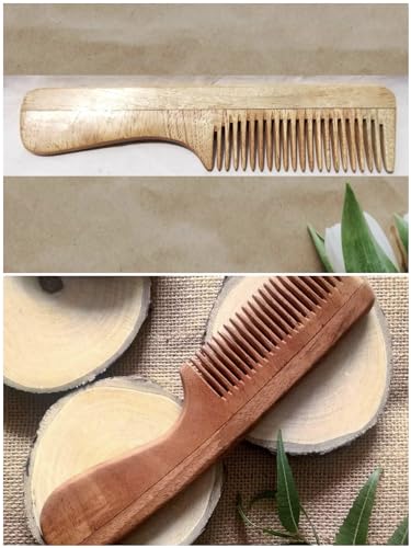 Kachi Neem Comb Combo Pack (Pack of 2) - Natural Anti-Dandruff & Scalp Massage Hair Brush for Healthy Hair Growth - Perfect for Daily Hair Care & Styling at Home or Salon