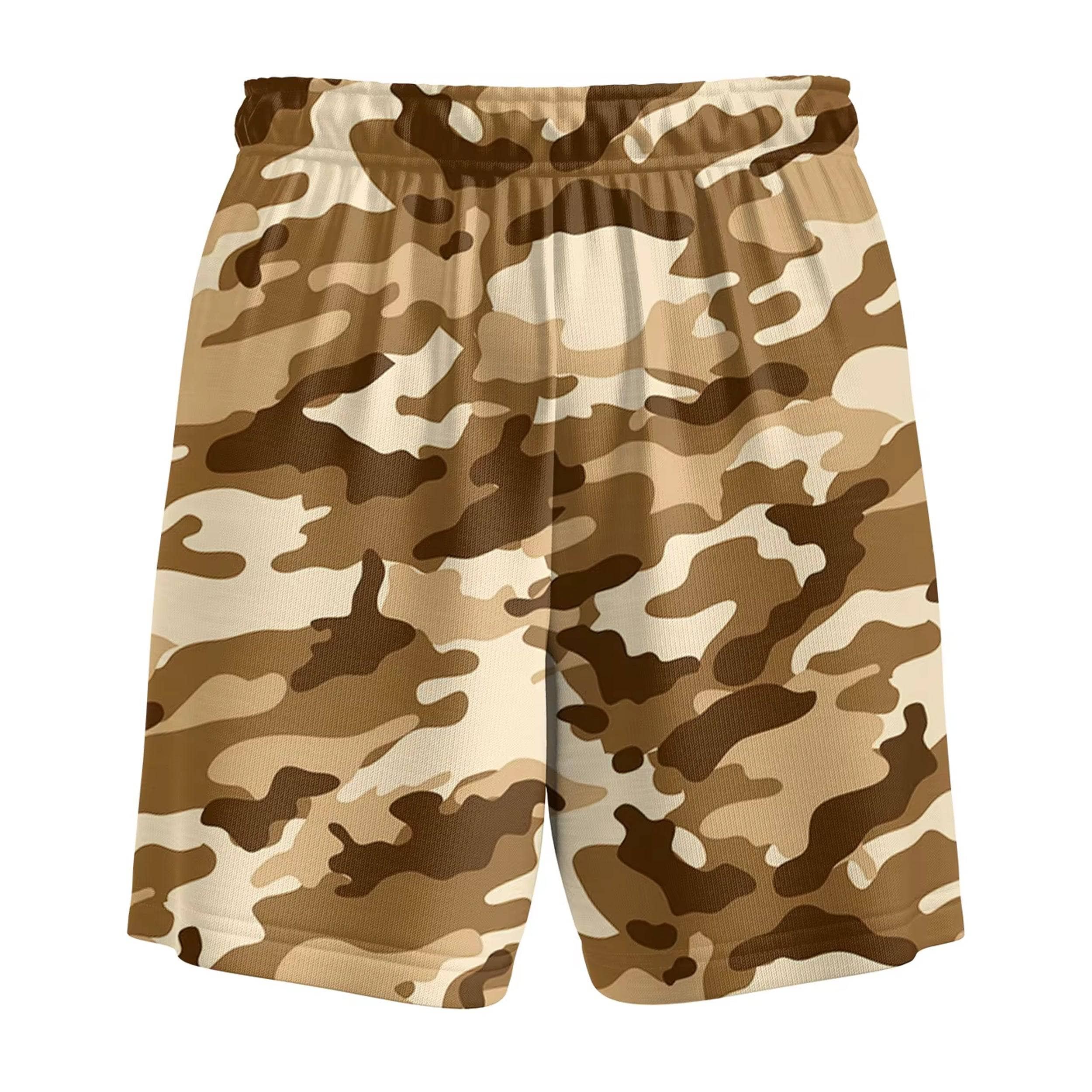 Brushstroke Frontline Kids Camo Sweat Shorts - Boys' Comfortable Camouflage Athletic Shorts for Outdoor Play & Sports Activities