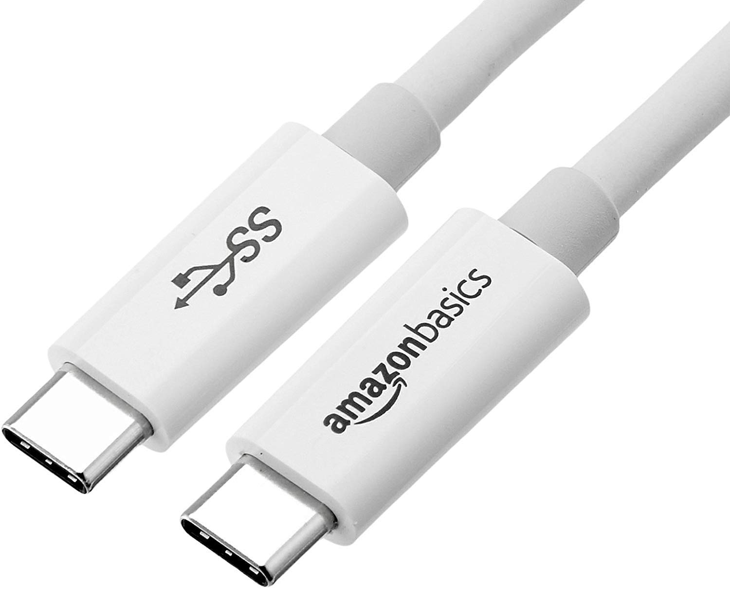 Amazon Basics USB Type-C to USB Type-C 3.1 Gen1 Fast Charging Cable - 3ft (0.9m) White - High-Speed Data Sync & Charging for MacBook, Galaxy S23, iPad Pro & More