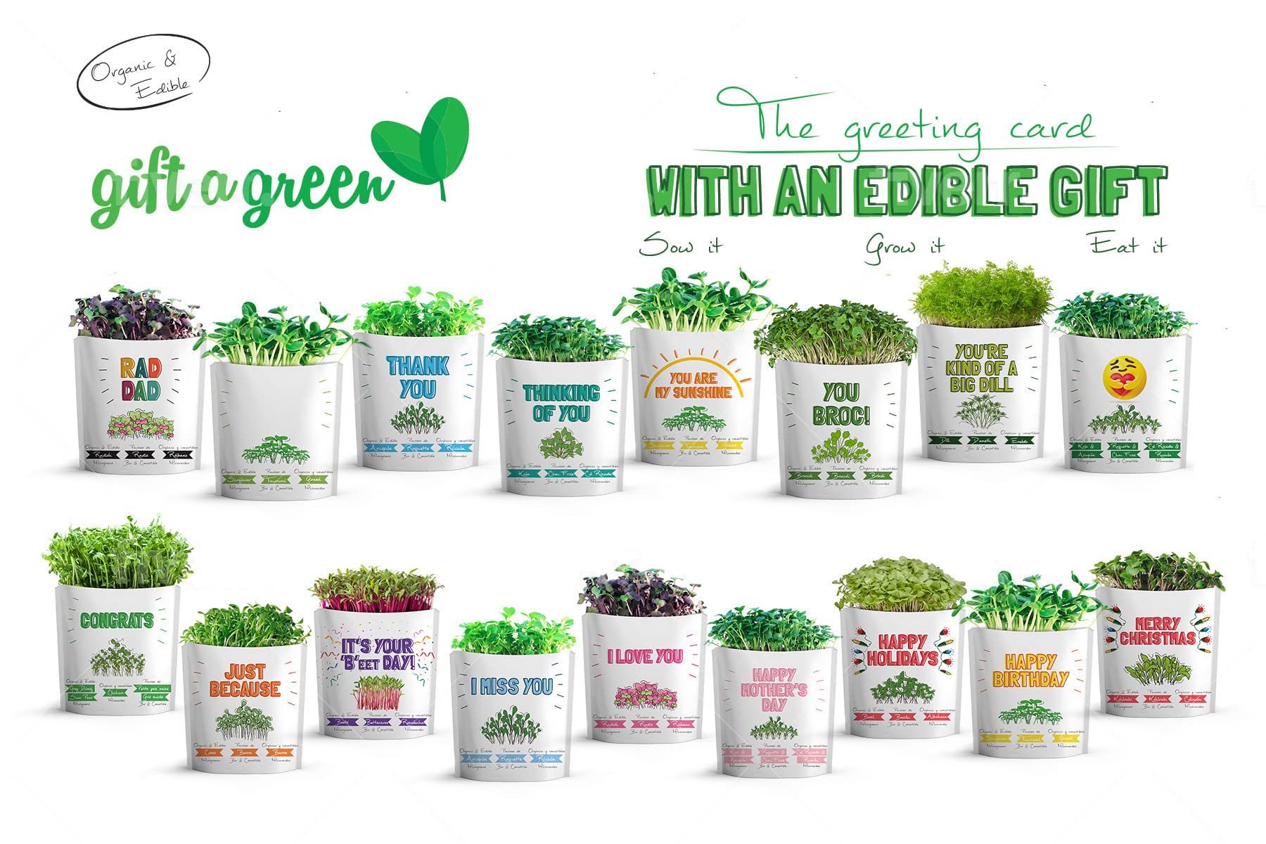 Organic Microgreens Greeting Card - Plantable & Edible Eco-Friendly Anniversary Gift (1 Pack) | Grow Your Own Greens | Perfect for Birthdays, Weddings & Special Occasions | Sustainable Alternative to Traditional Cards