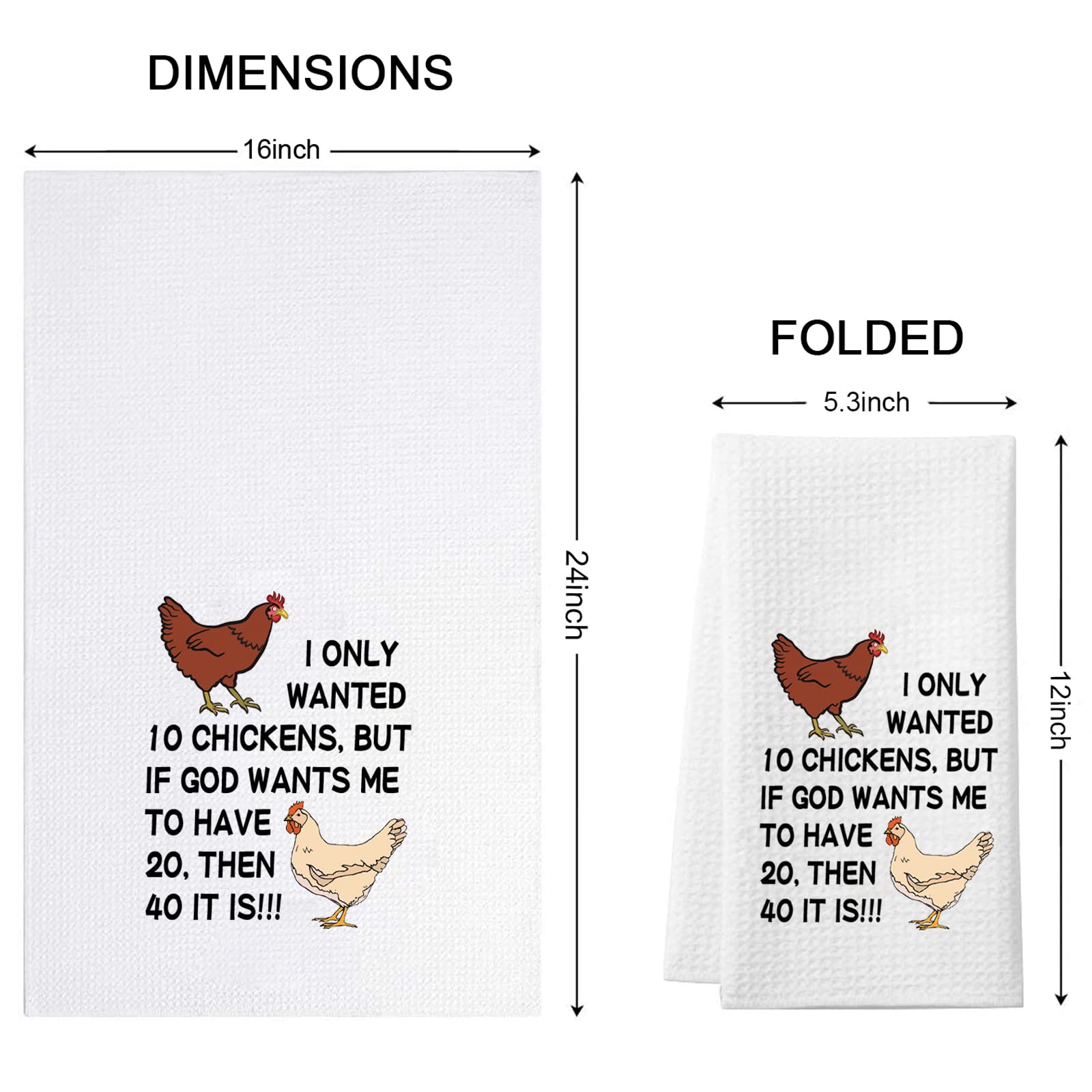 Funny Chicken Kitchen Towels - Cute Chicken Lover Gift Set for Poultry Enthusiasts, Housewarming Present for Chicken Owners (40-Piece Set) - Perfect for Farmhouse Decor, Country Kitchen & Chicken-Themed Parties