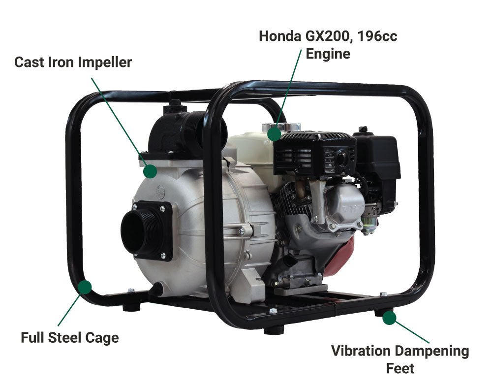Brave 3-Inch Trash Pump with Honda GX200 Engine - Powerful Water Transfer for Construction, Flood Control & Agricultural Irrigation
