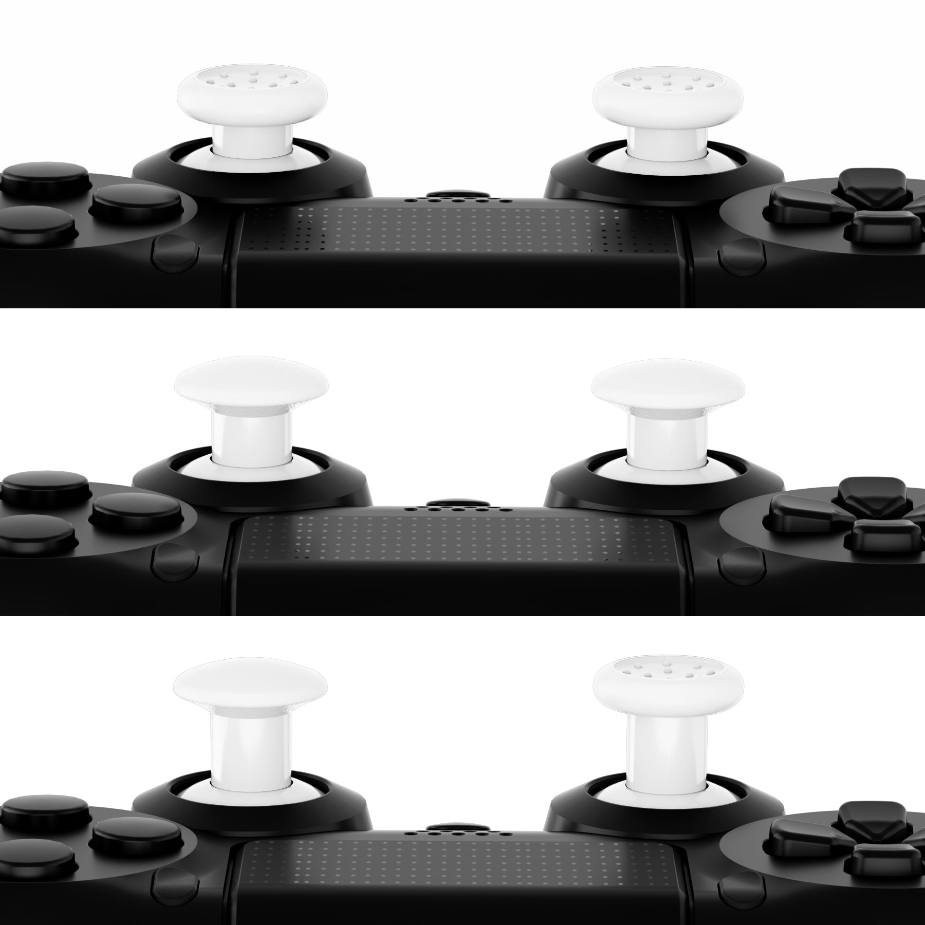 eXtremeRate White Interchangeable Ergonomic Thumbsticks for PS4 Slim/PS4 Pro/PS5 Controller - 3 Height Adjustable Domed & Concave Joystick Grips (P4J1102) | Enhanced Gaming Comfort for FPS, Racing & Action Games