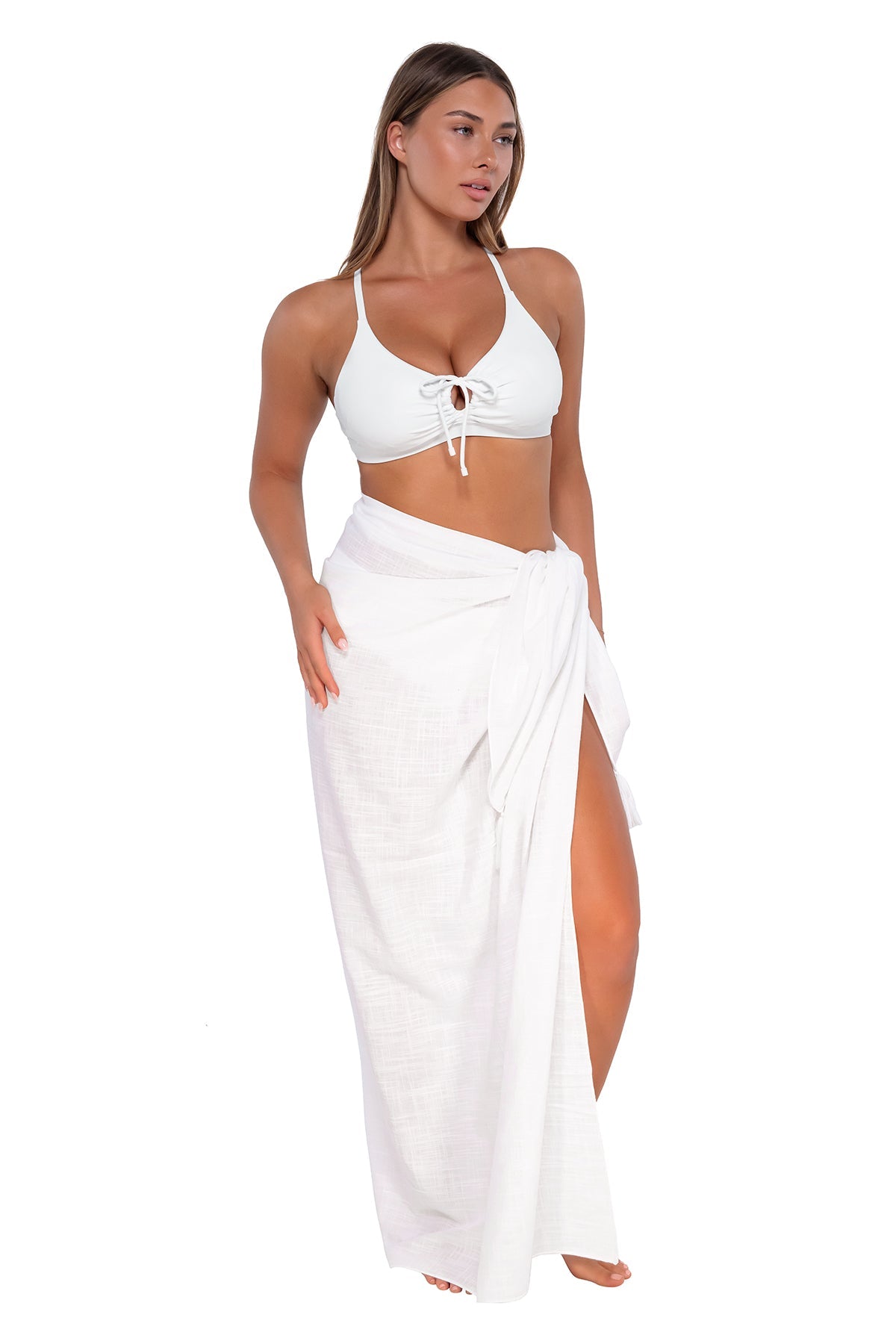 White Lily Paradise Pareo - Soft Floral Beach Wrap for Women, Perfect for Poolside, Vacation, and Summer Outfits