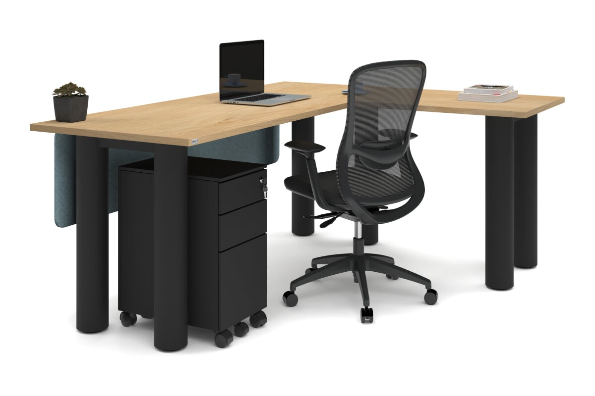 Premium L-Shaped Corner Office Desk with Quadro Cylinder Legs - 1800L x 1450W - Perfect for Home Office, Gaming Setup & Workspace Organization
