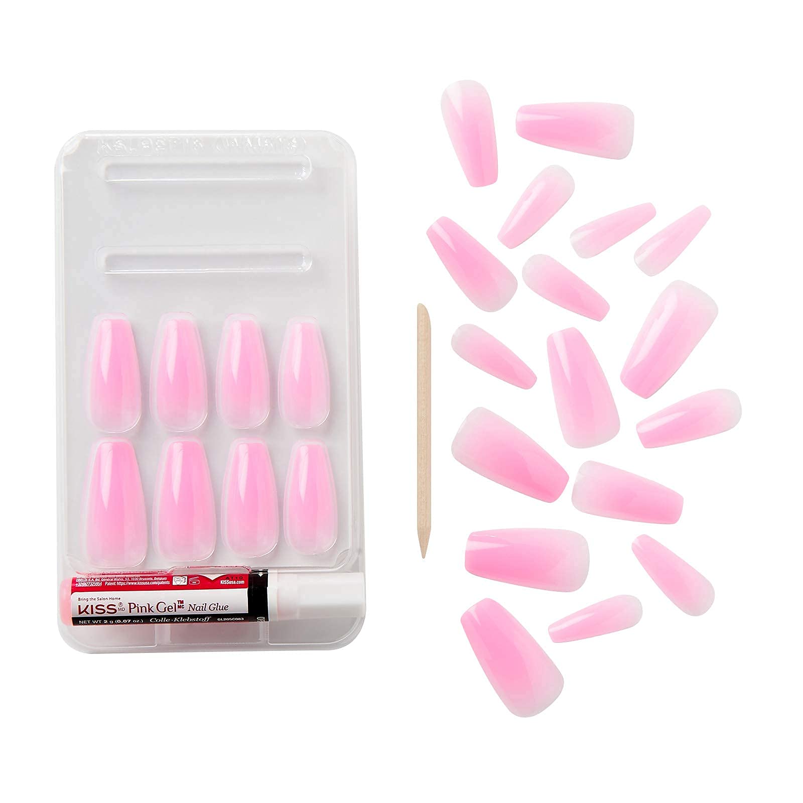 Premium Gold Finger Gel Glam Color Nail Set - Long Full Cover False Nails with Glue - Perfect for Parties, Weddings & Special Occasions