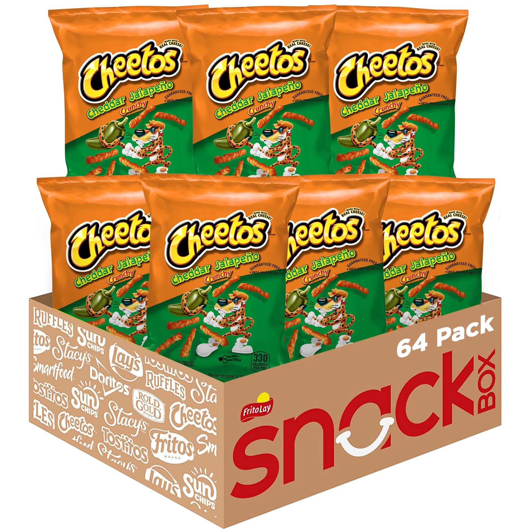Crunchy Cheetos Cheese Flavored Snacks - Cheddar Jalapeno, 2oz (Pack of 64) | Spicy & Cheesy Party Snacks for Game Night, Movie Time & Office Break