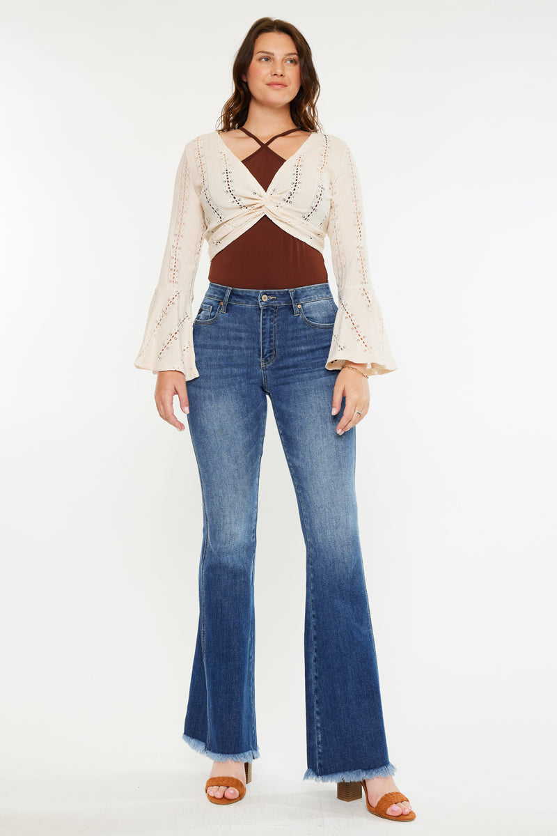 Annika High Rise Flare Jeans for Women - Curvy Fit Stretch Denim Pants, Comfortable Bootcut Jeans for Plus Size - Perfect for Casual Wear, Office & Night Out