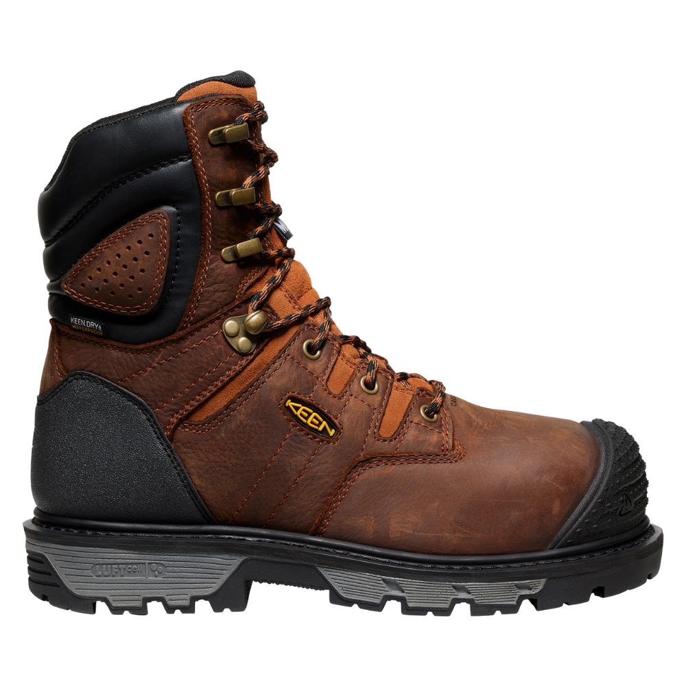 **Keen Camden Men's Size 8 Waterproof Work Boots with Internal MET Guard & Composite Toe - Brown (Model 1027693) - Ideal for Construction, Hiking & Outdoor Work**