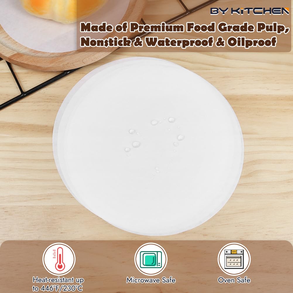 BYKITCHEN 7 Inch Parchment Paper Rounds - 220 Pack, Non-Stick Pre-Cut Burger Patty Paper for Hamburger Press, Cake Pans, Springform Pans & Smash Burgers - Perfect for Baking, Cooking & Food Prep