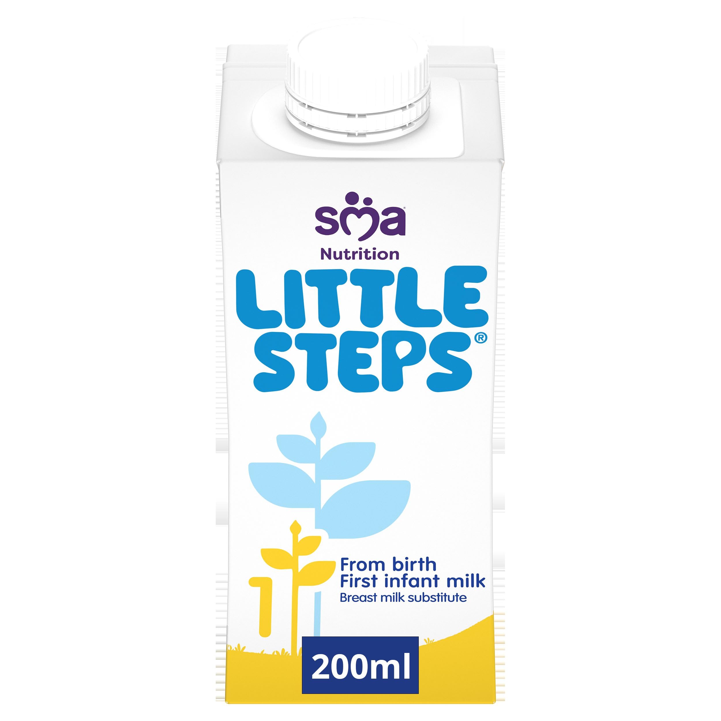 SMA Little Steps First Infant Baby Milk - Ready-to-Use Formula from Birth, 200ml (Pack of 12) | Perfect for On-the-Go Feeding, Travel & Emergency Preparedness