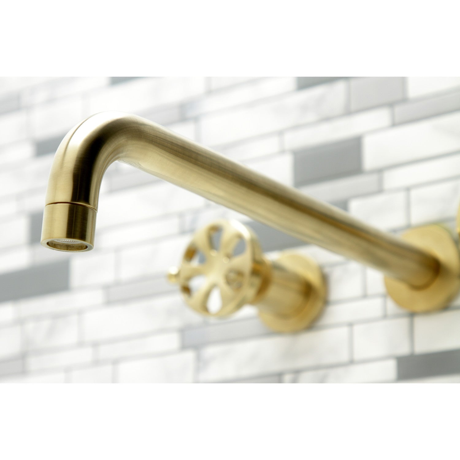 Belknap KS8047RX Brushed Brass Roman Tub Faucet - 2 Handle Wall Mount Bathroom Faucet for Luxury Soaking Tubs | Perfect for Spa Bathrooms & Master Suites