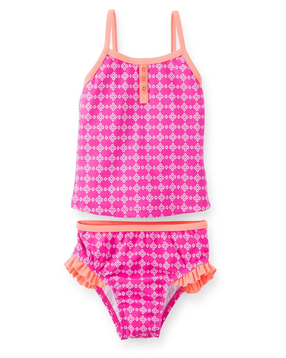 Carter's Baby Girls' Geo Print Tankini Swimsuit - Pink & White Two-Piece Bathing Suit for Toddlers | Perfect for Pool, Beach & Summer Playtime