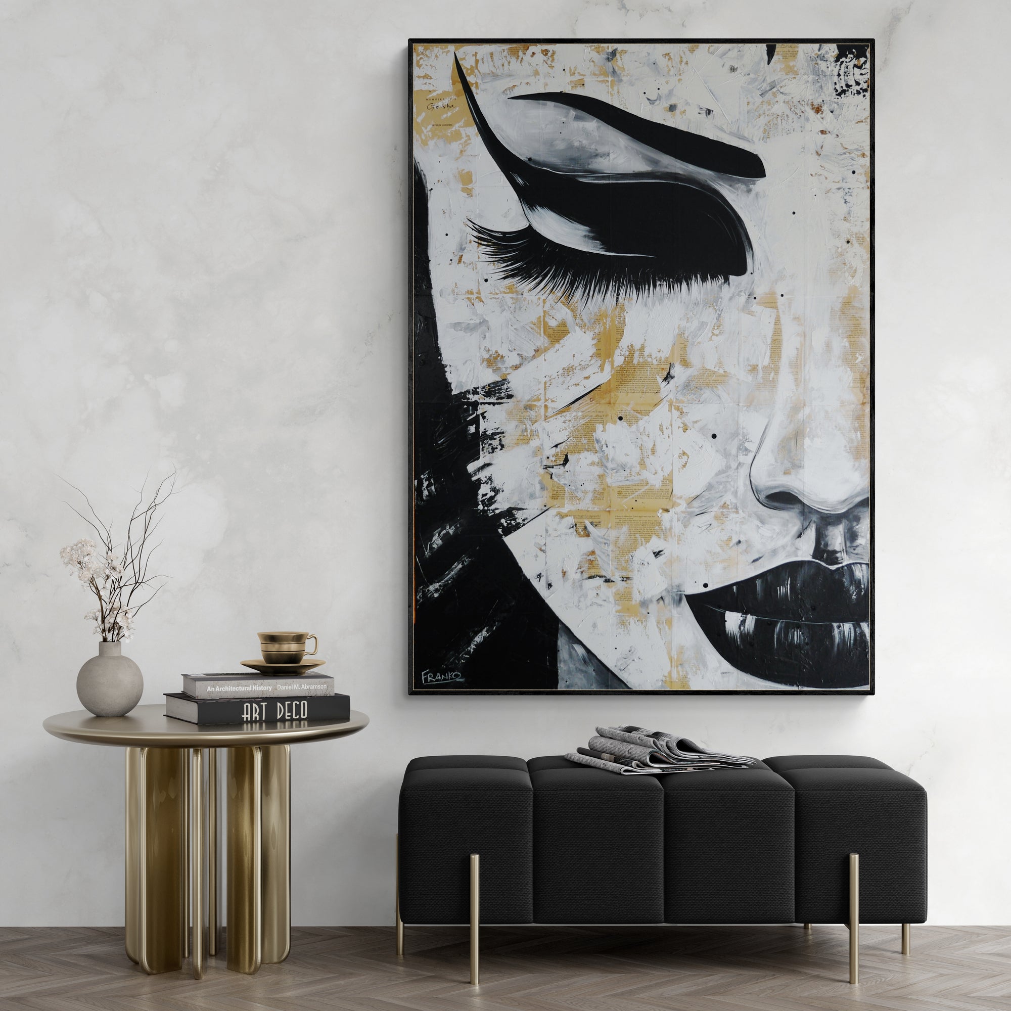 Shizukesha 100cm x 140cm Geisha Abstract Realism Canvas Art - Japanese Wall Decor for Living Room, Bedroom & Office - Perfect Gift for Book Club Members & Art Lovers