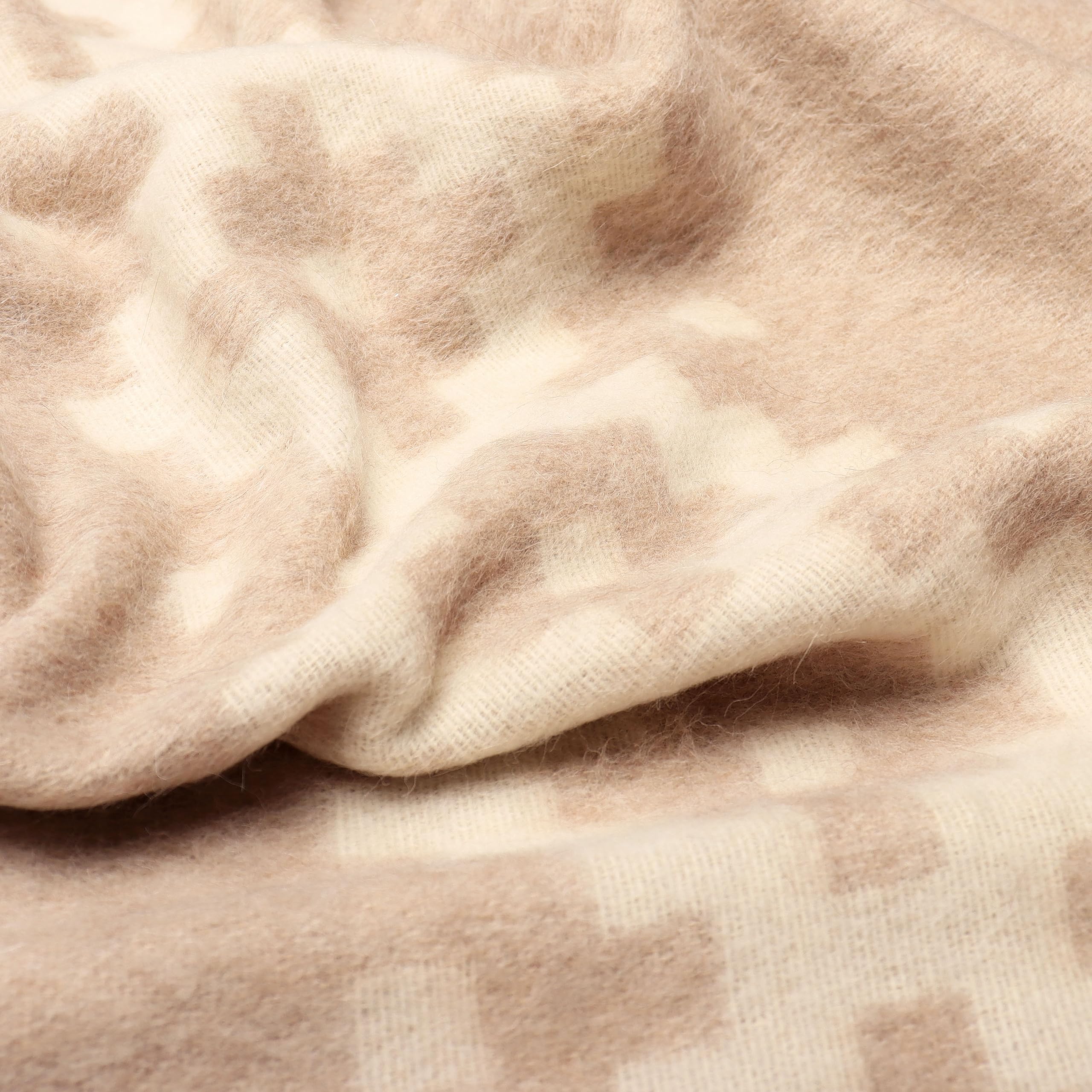 Premium Heavyweight Alpaca Wool Blanket - Soft & Warm Twin/Queen/King Size - Peruvian Handmade Ethnic Design (Beige Ivory Stripes) for Cozy Camping, Outdoor Adventures & Home Decor