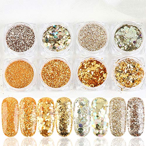 Holographic Nail Glitter Set - 12 Colors Nail Art Pigment Powder for DIY Gel Manicure, Flake Decorations & Crystal Dust | Perfect for Nail Tips, Salon Professionals & Home Manicure Kits | Great for Parties, Weddings & Special Occasions