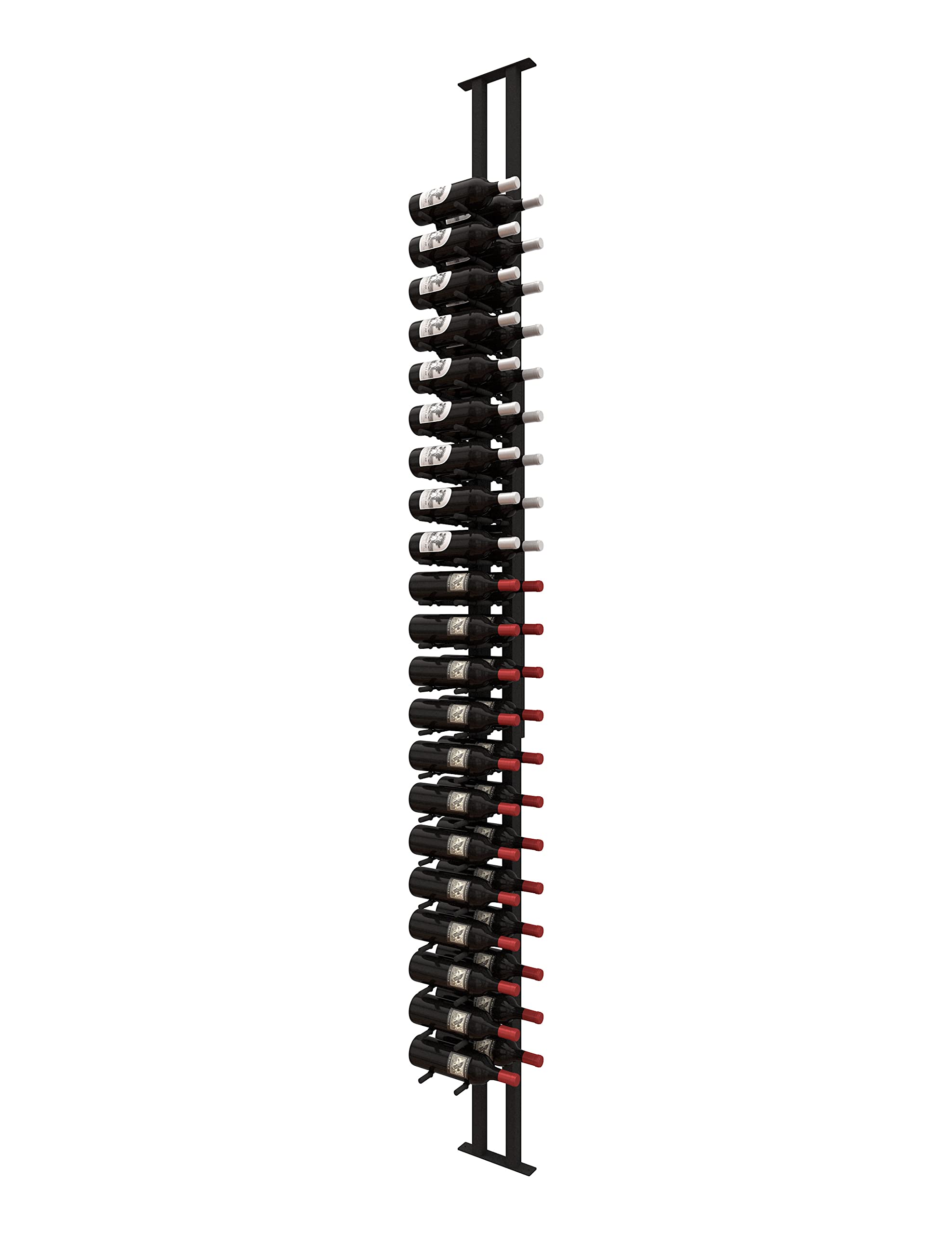 Premium Floor-to-Ceiling Wine Rack - Double Deep Black Metal Wine Bottle Storage (42 Bottle Capacity) - Perfect for Home Cellar, Wine Shop Display & Restaurant Wine Storage