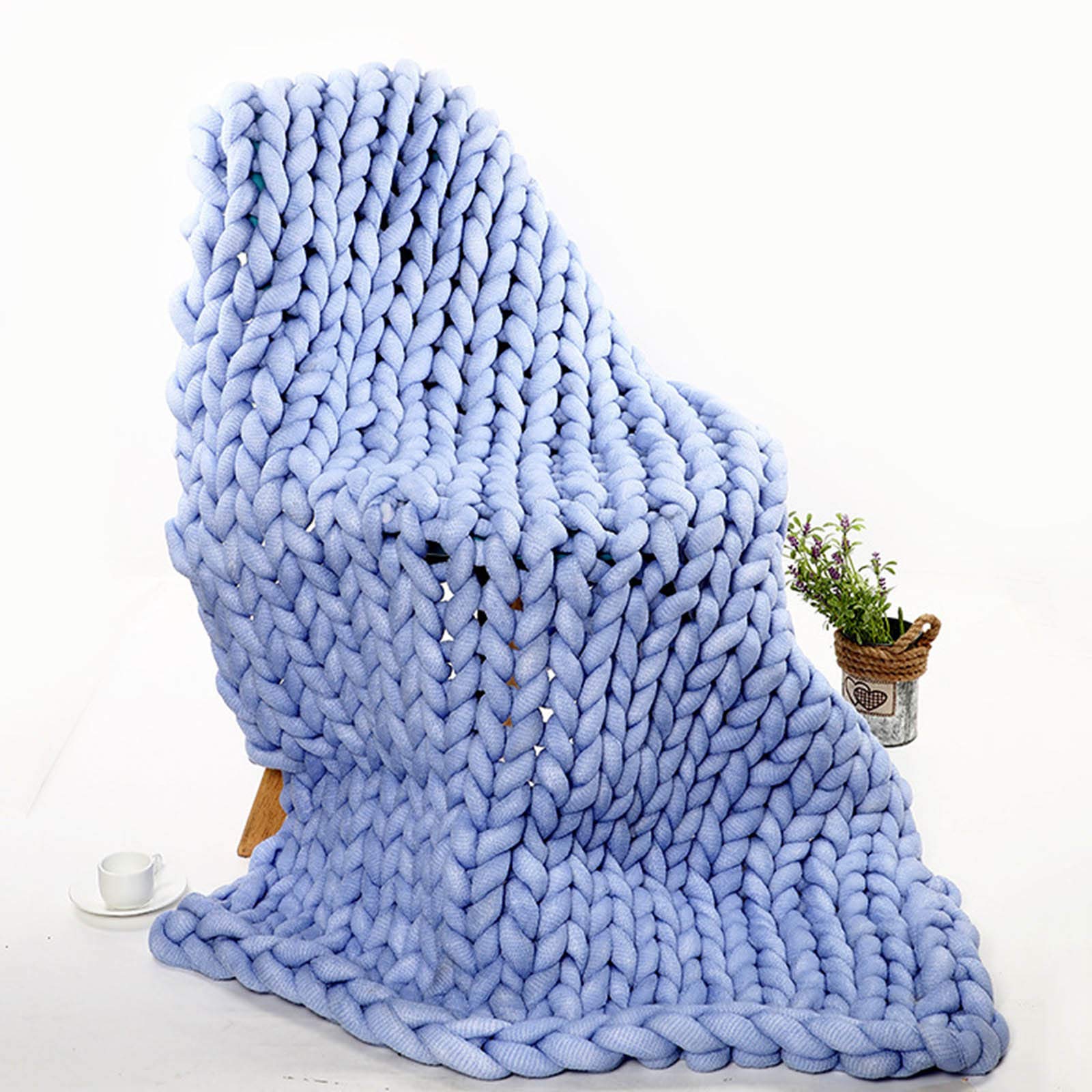Handmade Chunky Knit Throw Blanket - Soft Woven Blanket for Couch, Sofa & Bed - Large Cozy Blanket Gift in 7 Colors - Perfect for Living Room, Bedroom & Winter Warmth